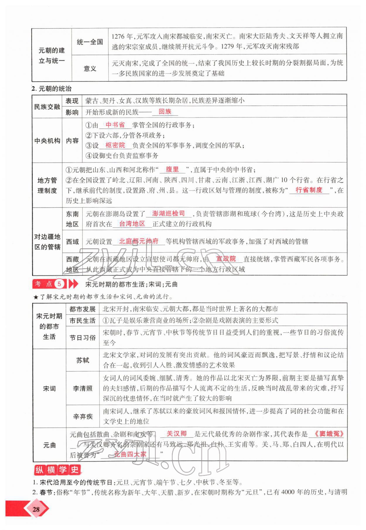 2022年新思路鄭州大學出版社歷史中考河南專版 參考答案第52頁