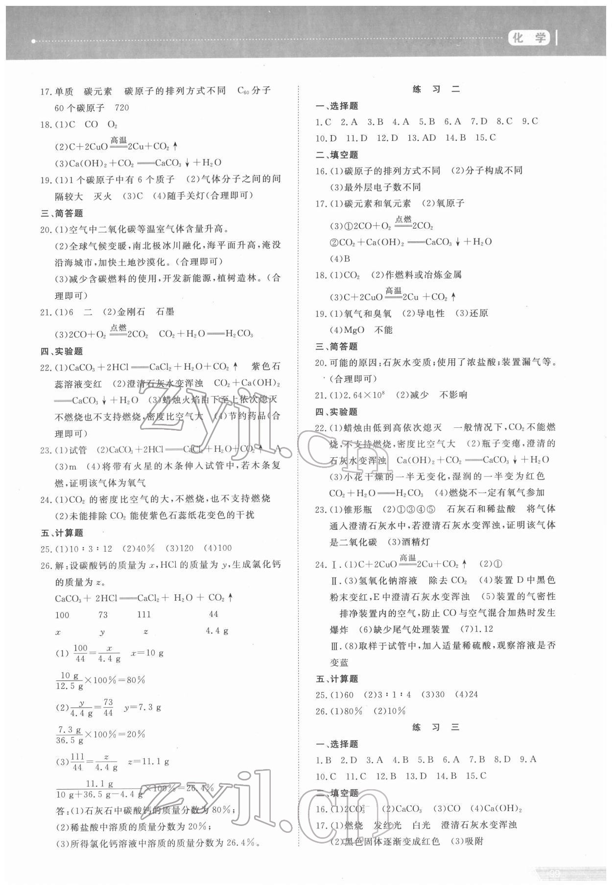 2022年資源與評價中考全程總復(fù)習(xí)化學(xué)B版 參考答案第4頁