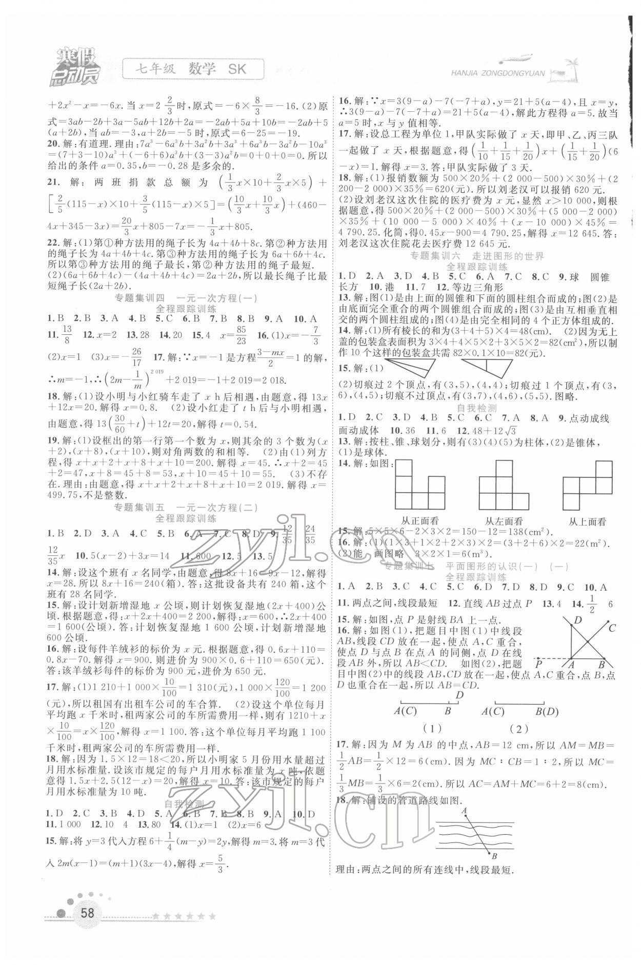 2022年寒假总动员合肥工业大学出版社七年级数学 苏科版 第2页