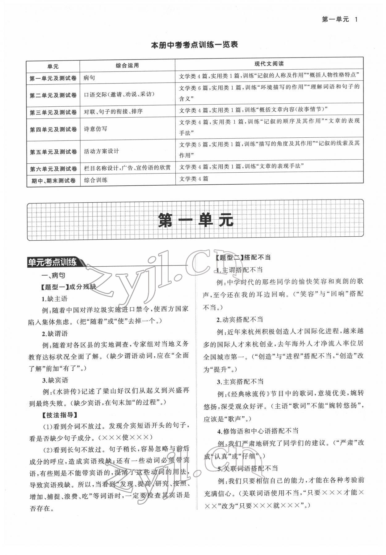 2022年名校零距離七年級(jí)語文下冊人教版 參考答案第1頁