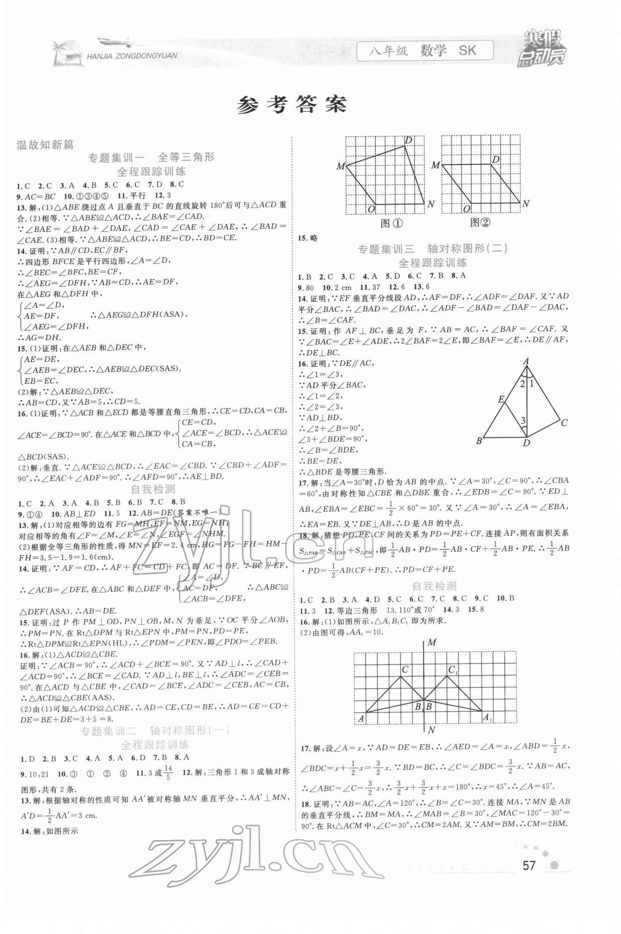 2022年寒假总动员合肥工业大学出版社八年级数学苏科版 第1页