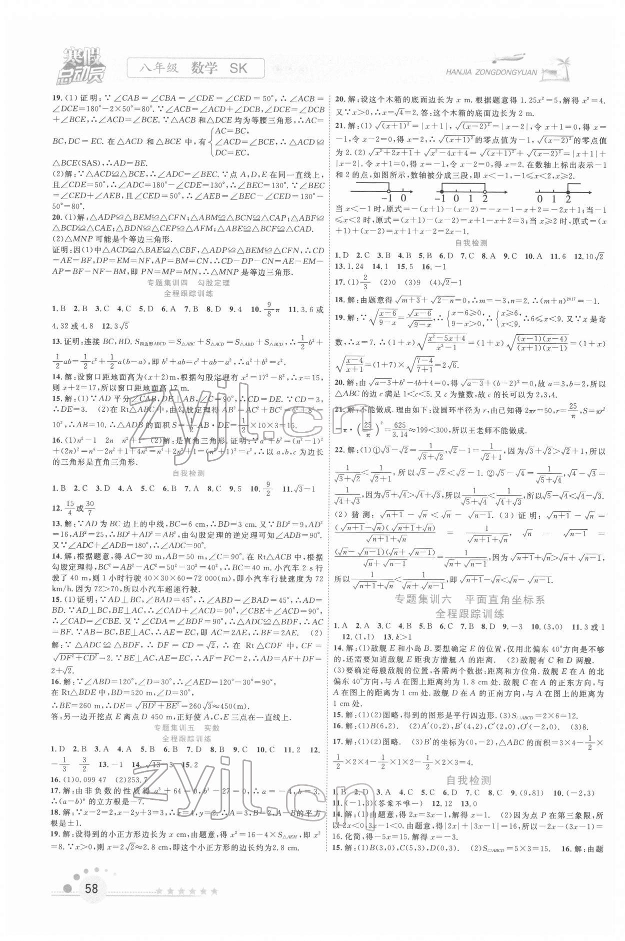 2022年寒假总动员合肥工业大学出版社八年级数学苏科版 第2页