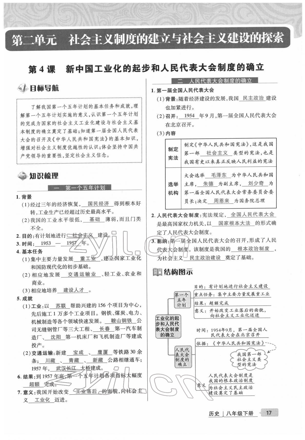 2022年高分突破課時(shí)達(dá)標(biāo)講練測(cè)八年級(jí)歷史下冊(cè)人教版 參考答案第17頁(yè)