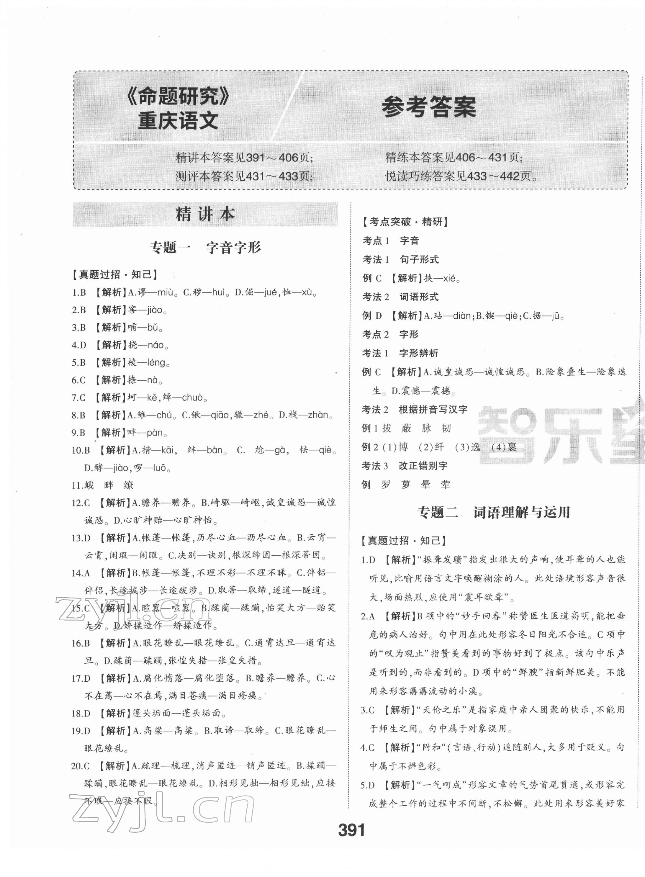 2022年智樂星中考命題研究語文重慶專版 第1頁