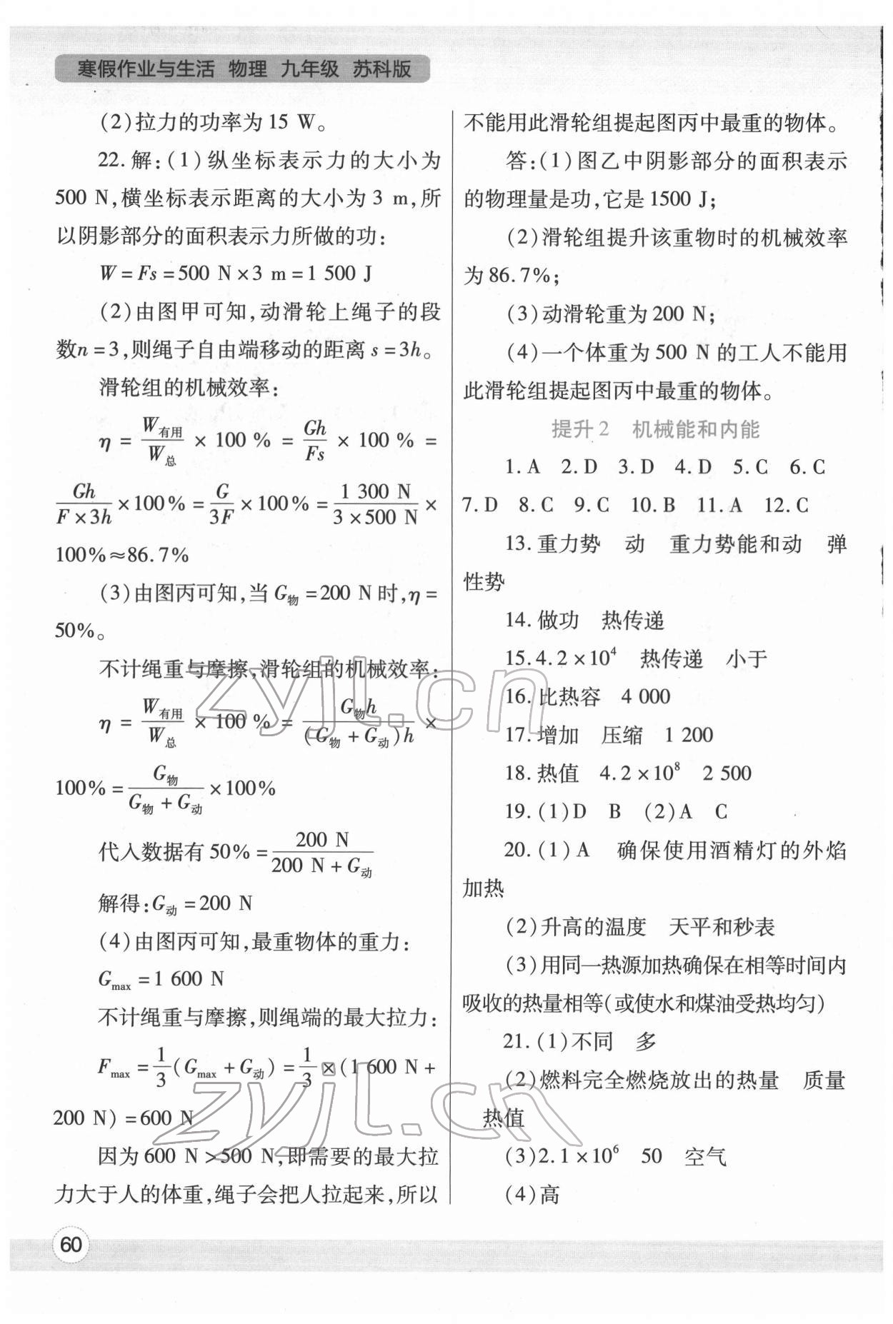 2022年寒假作业与生活九年级物理苏科版陕西师范大学出版总社 第2页