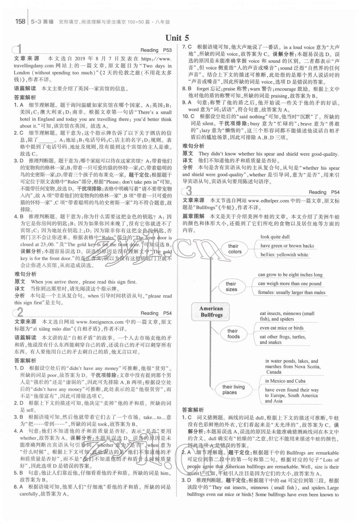 2022年53English完形填空阅读理解与语法填空八年级 第14页