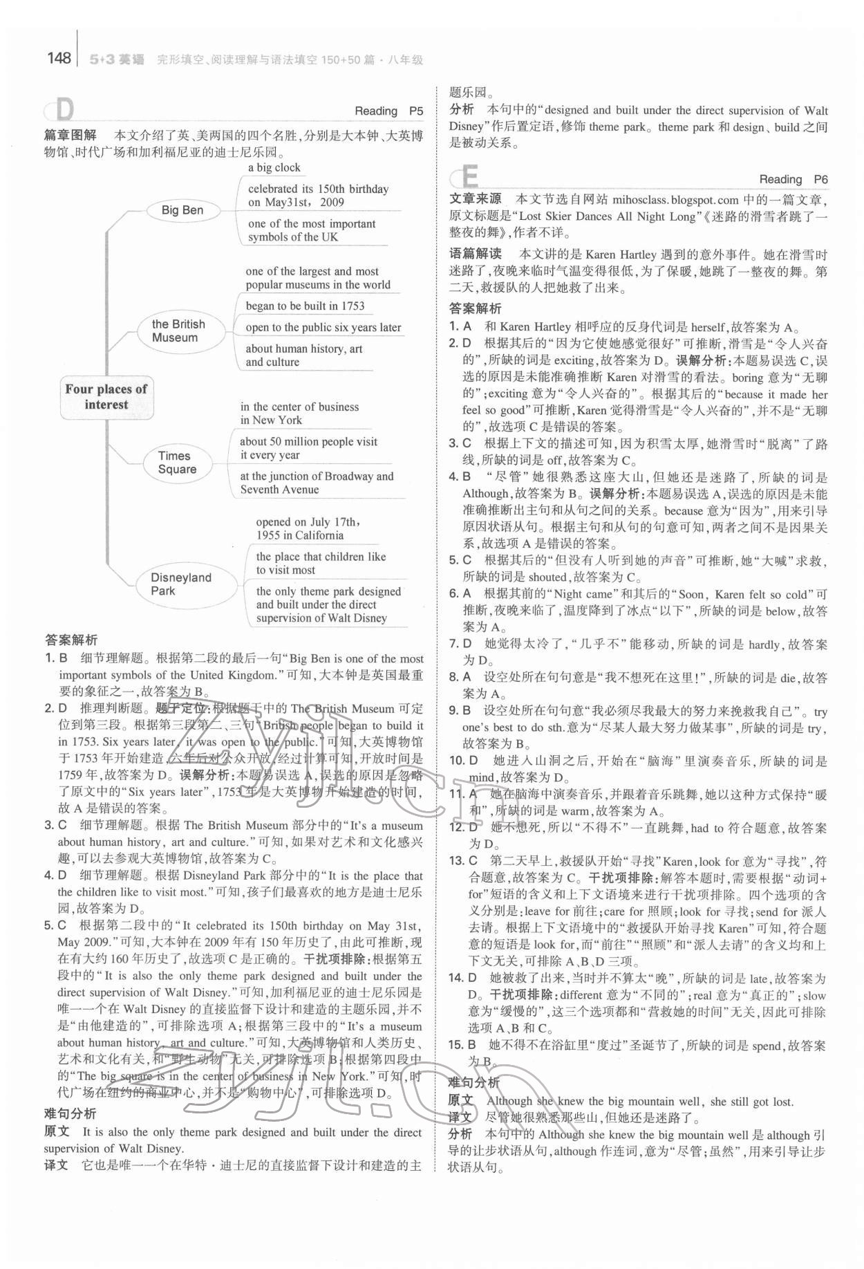 2022年53English完形填空阅读理解与语法填空八年级 第4页