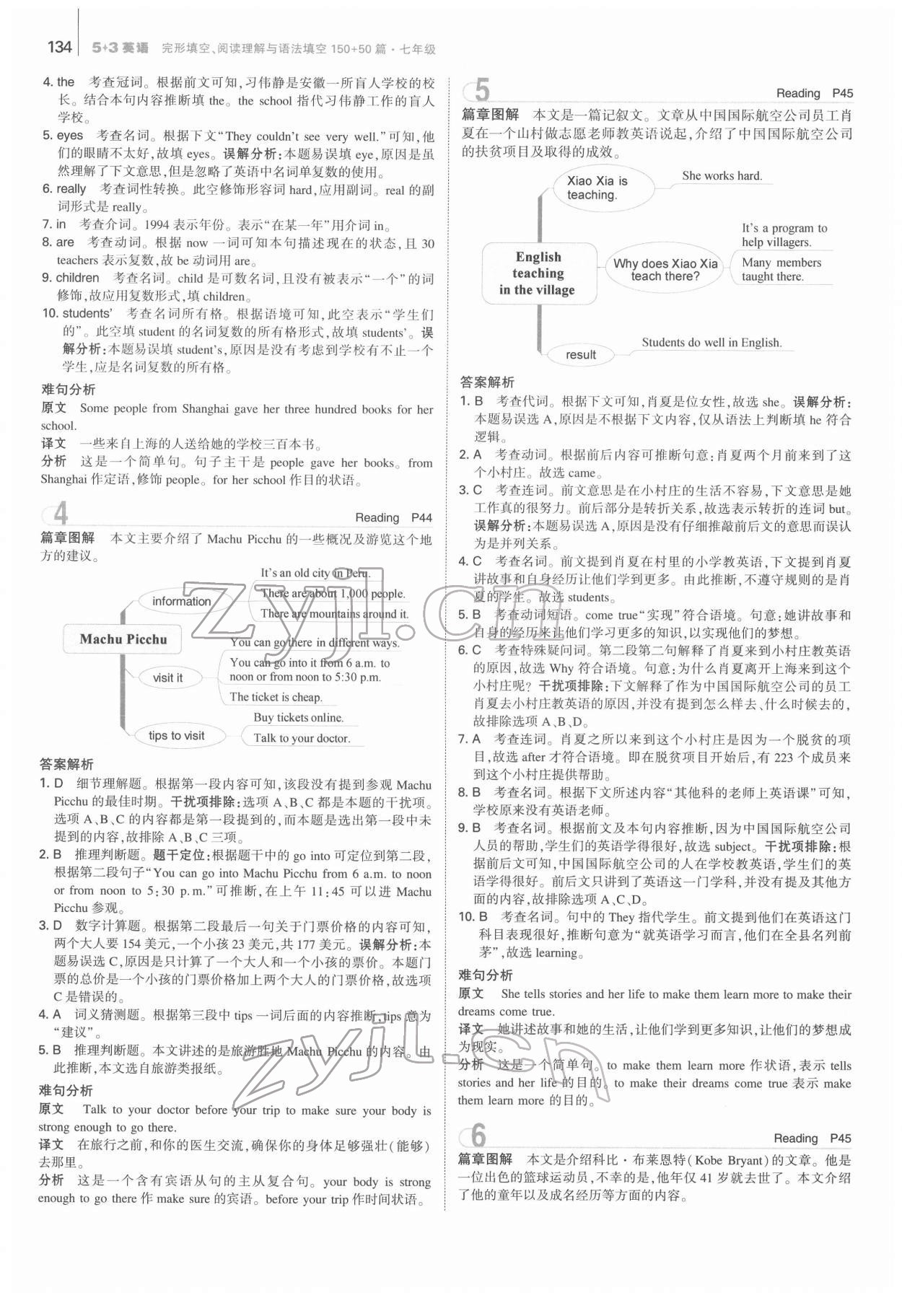 2022年53English完形填空閱讀理解與語法填空七年級(jí) 第6頁