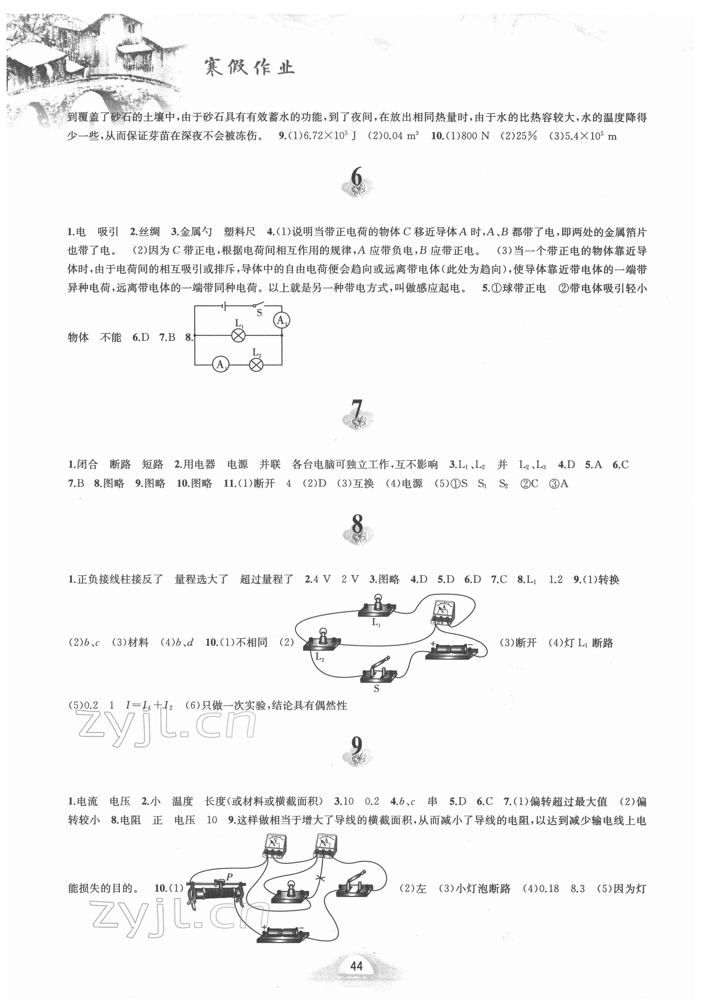 2022年寒假作业九年级物理沪科版黄山书社 第2页