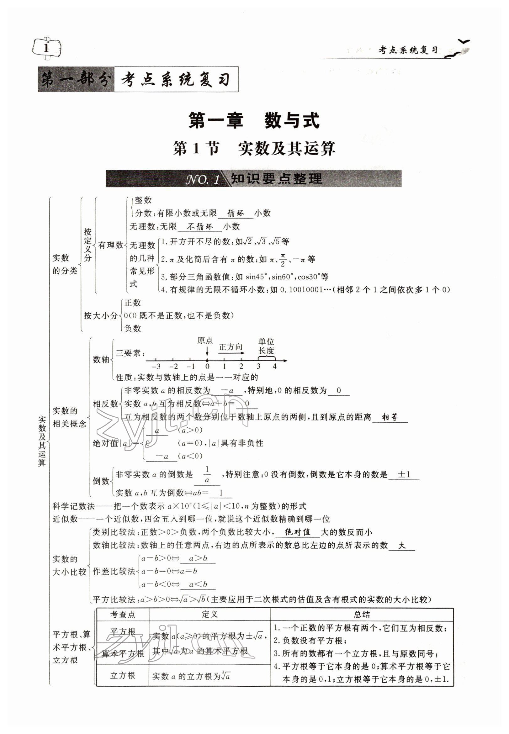 2022年荊州中考復習指南數學荊州專版 參考答案第1頁