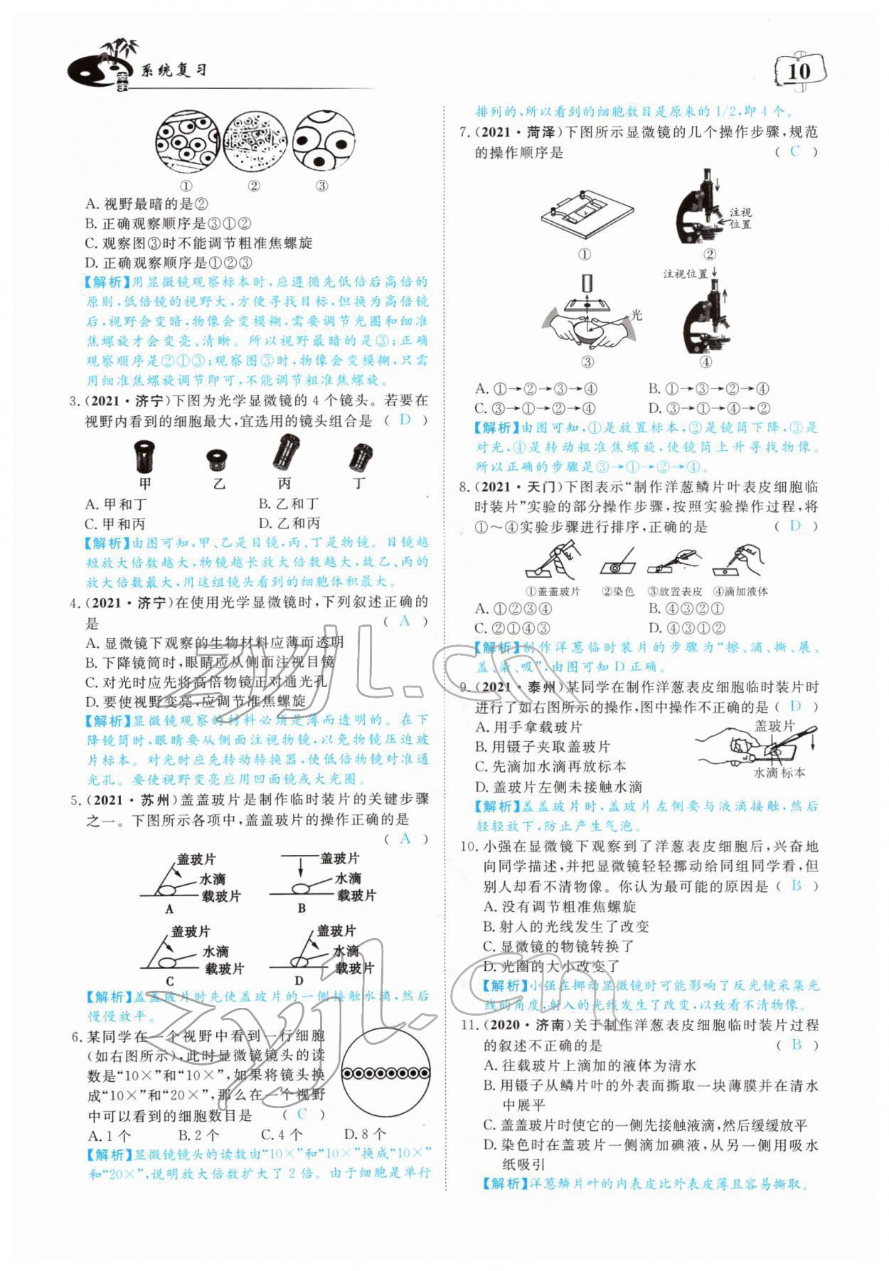 2022年351高效課堂導(dǎo)學(xué)案中考生物人教版 參考答案第10頁