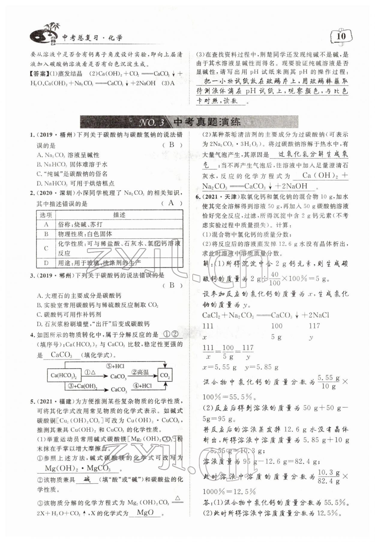 2022年荊州中考中考復習指南化學中考 參考答案第10頁