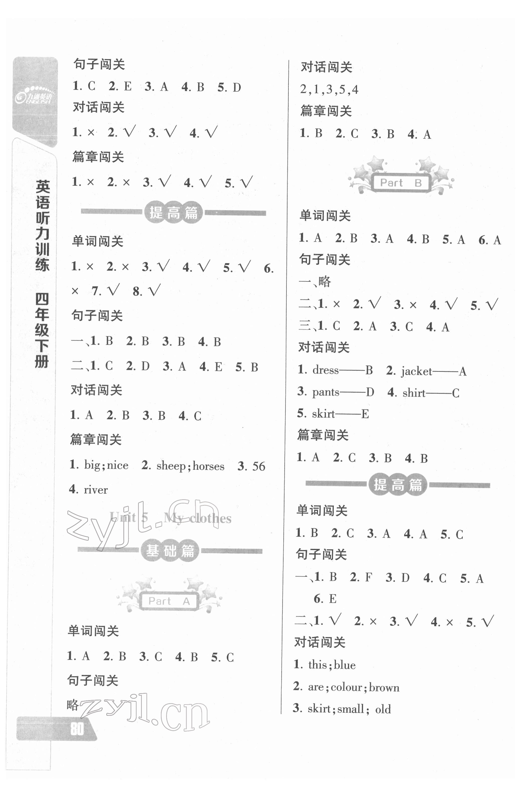 2022年長(zhǎng)江全能學(xué)案英語(yǔ)聽力訓(xùn)練四年級(jí)下冊(cè)人教版 第4頁(yè)