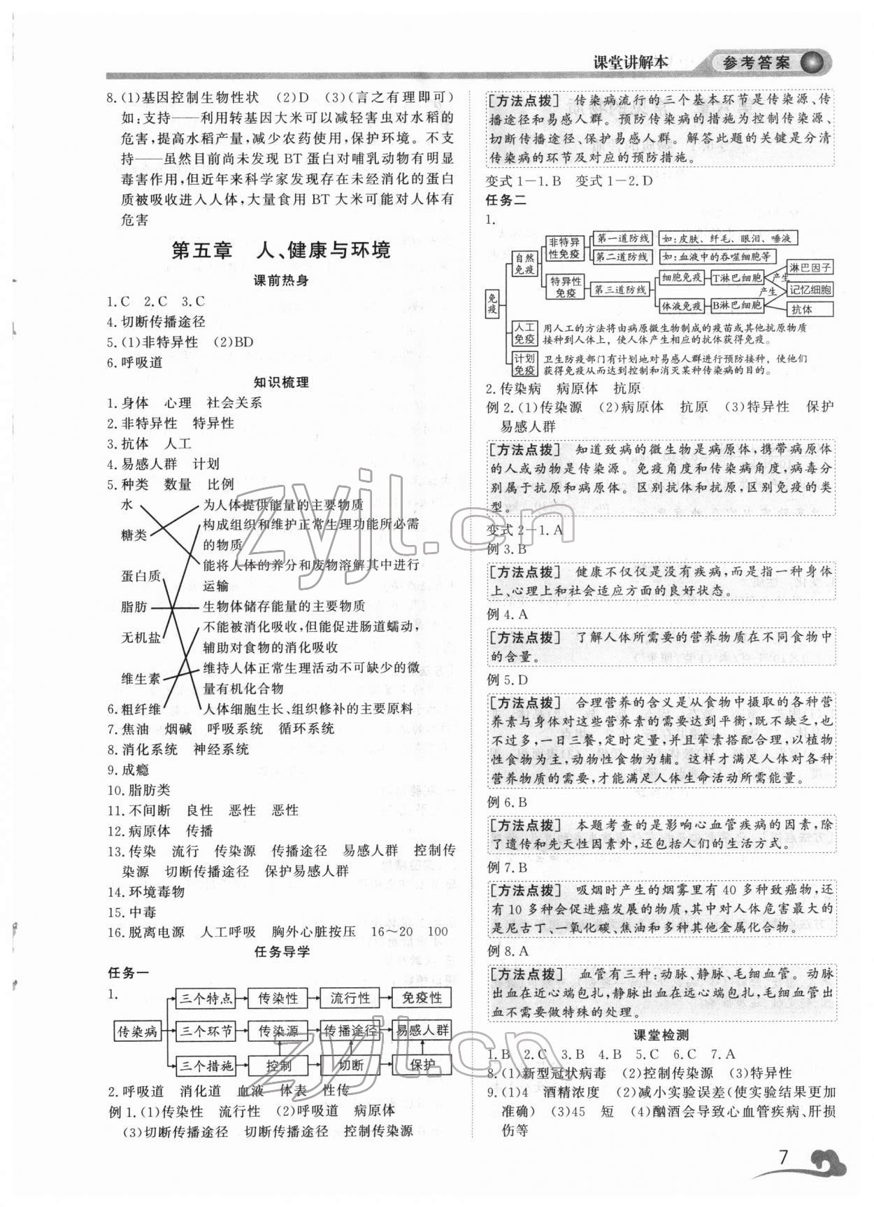 2022年中考指南浙江工商大學(xué)出版社科學(xué)溫州專版 參考答案第7頁