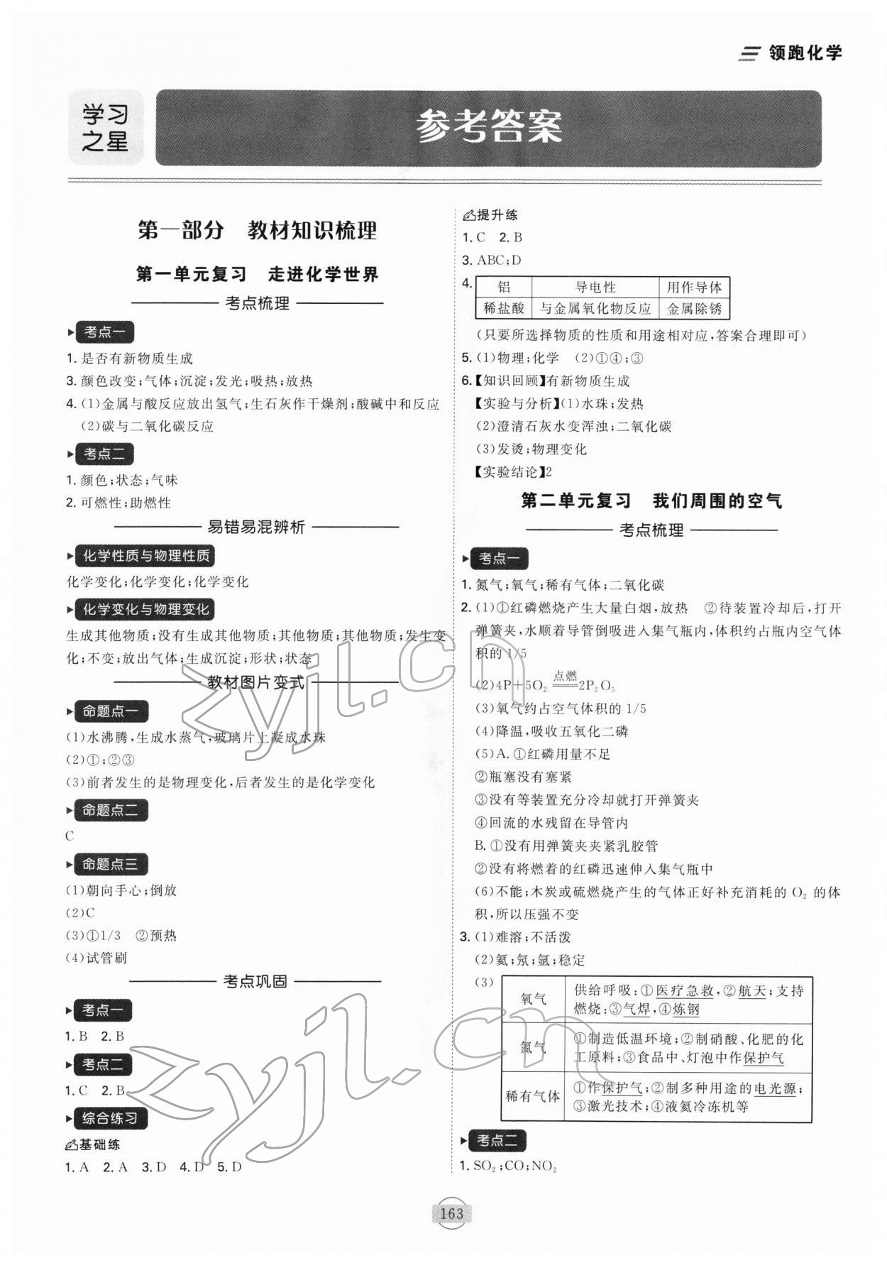 2022年領(lǐng)跑化學(xué)一輪總復(fù)習(xí)大連中考 參考答案第1頁(yè)