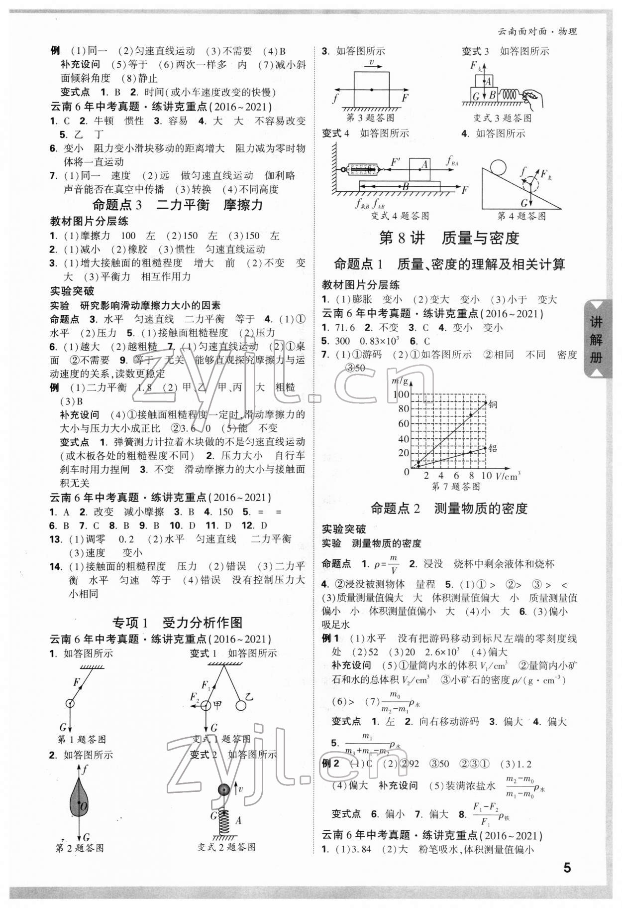 2022年中考面對(duì)面物理云南專版 參考答案第8頁(yè)