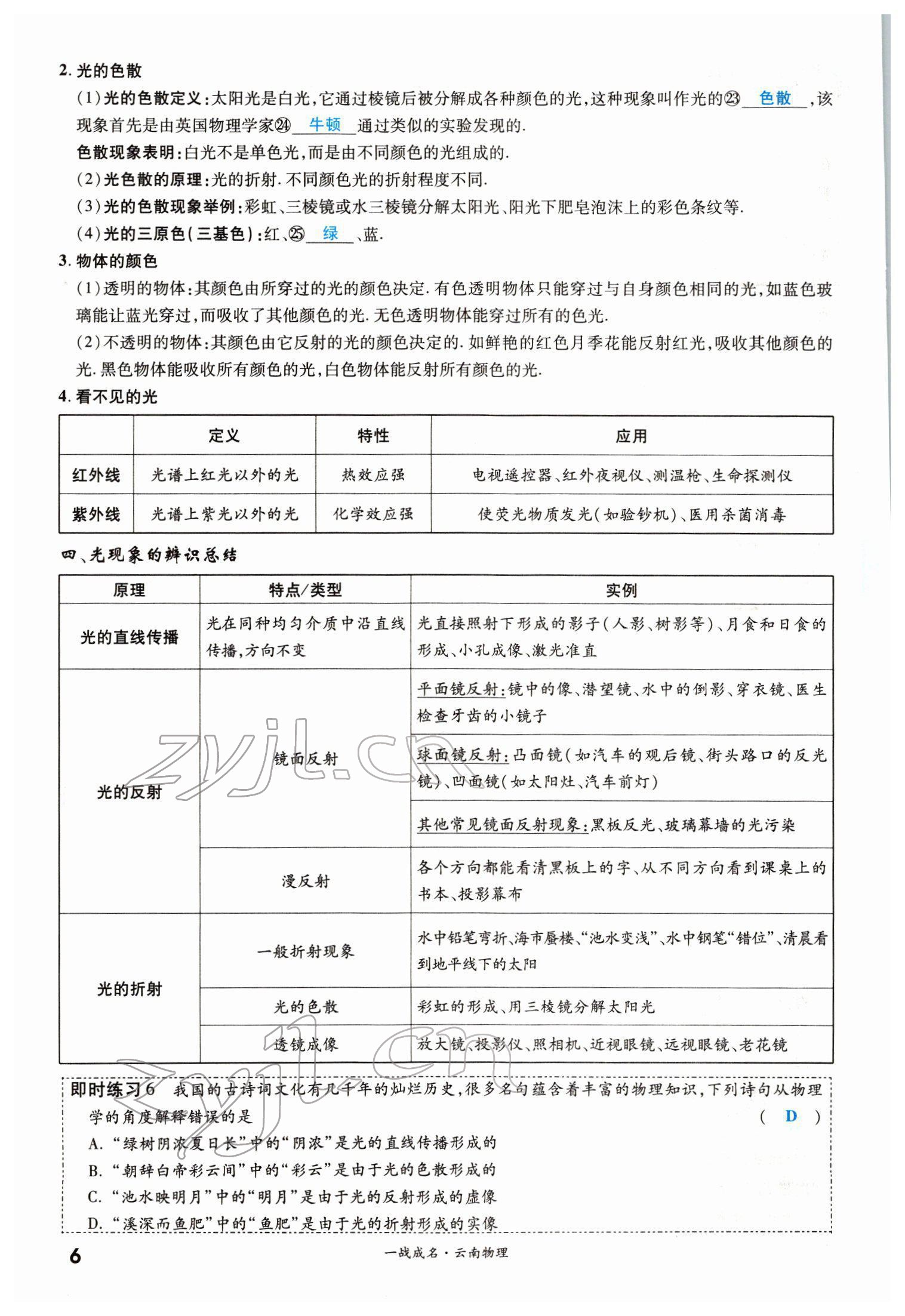 2022年一戰(zhàn)成名考前新方案物理云南中考 第6頁