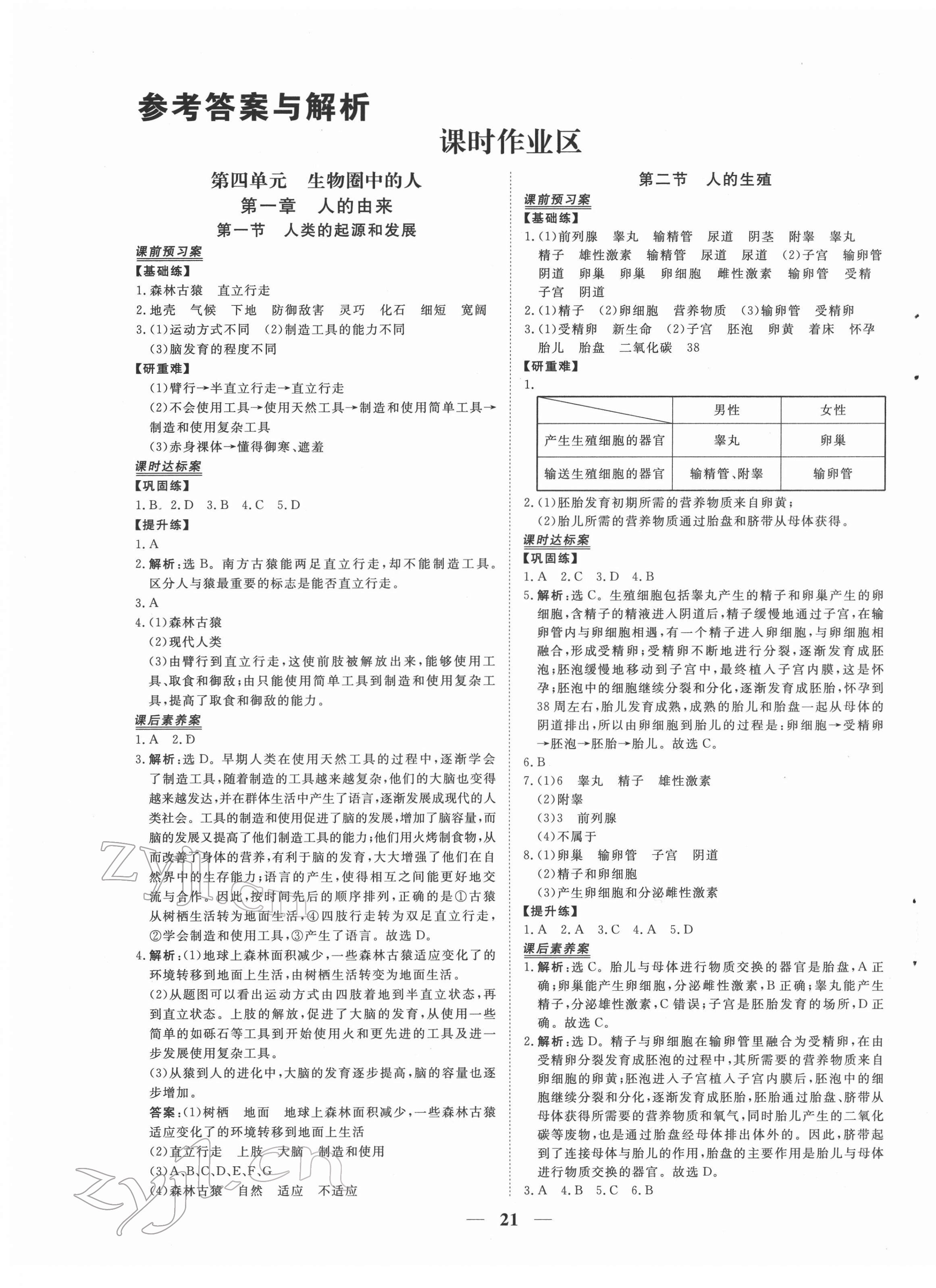 2022年新坐標(biāo)同步練習(xí)七年級(jí)生物下冊(cè)人教版青海專(zhuān)版 第1頁(yè)