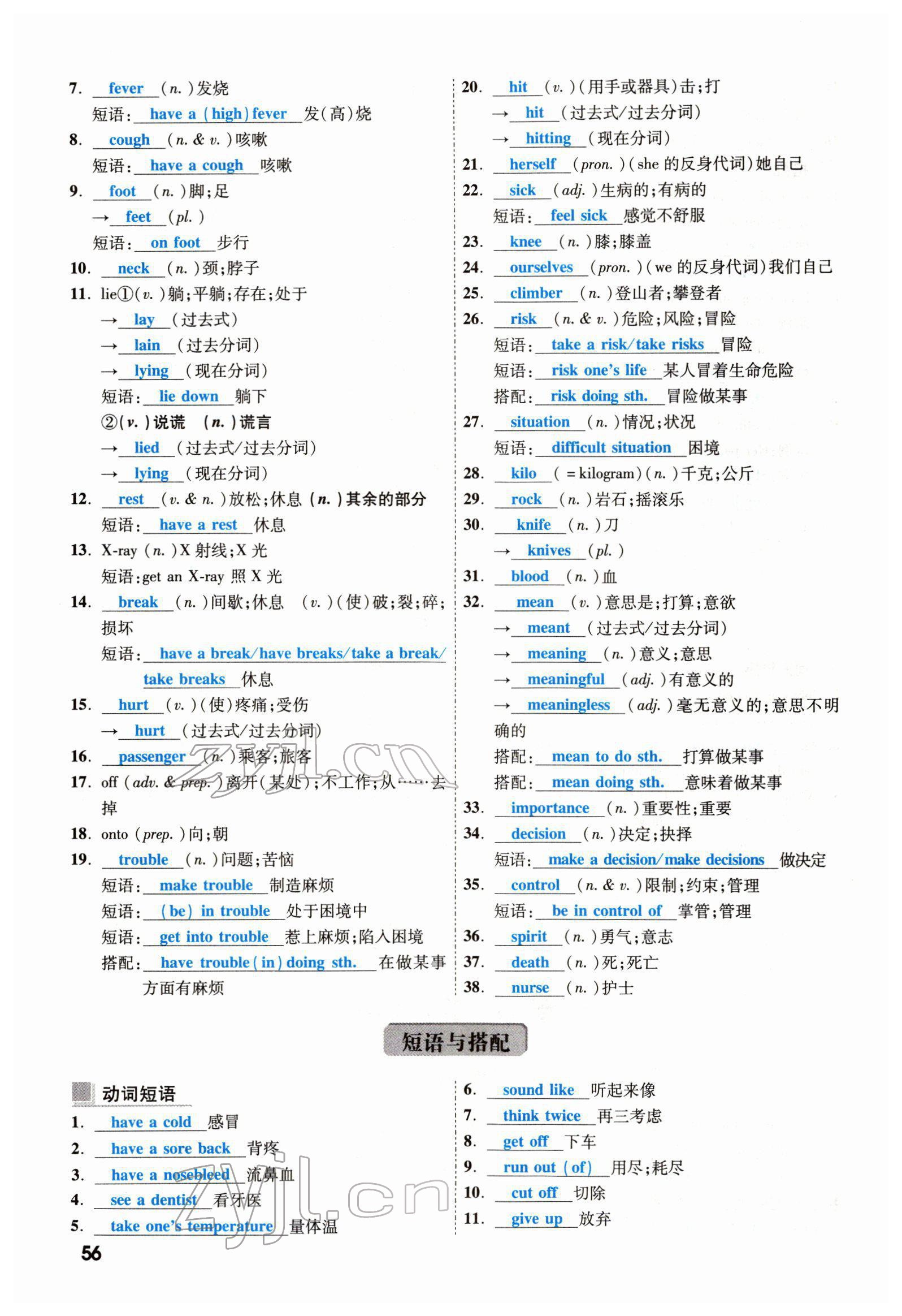 2022年一战成名考前新方案英语云南专版 参考答案第113页