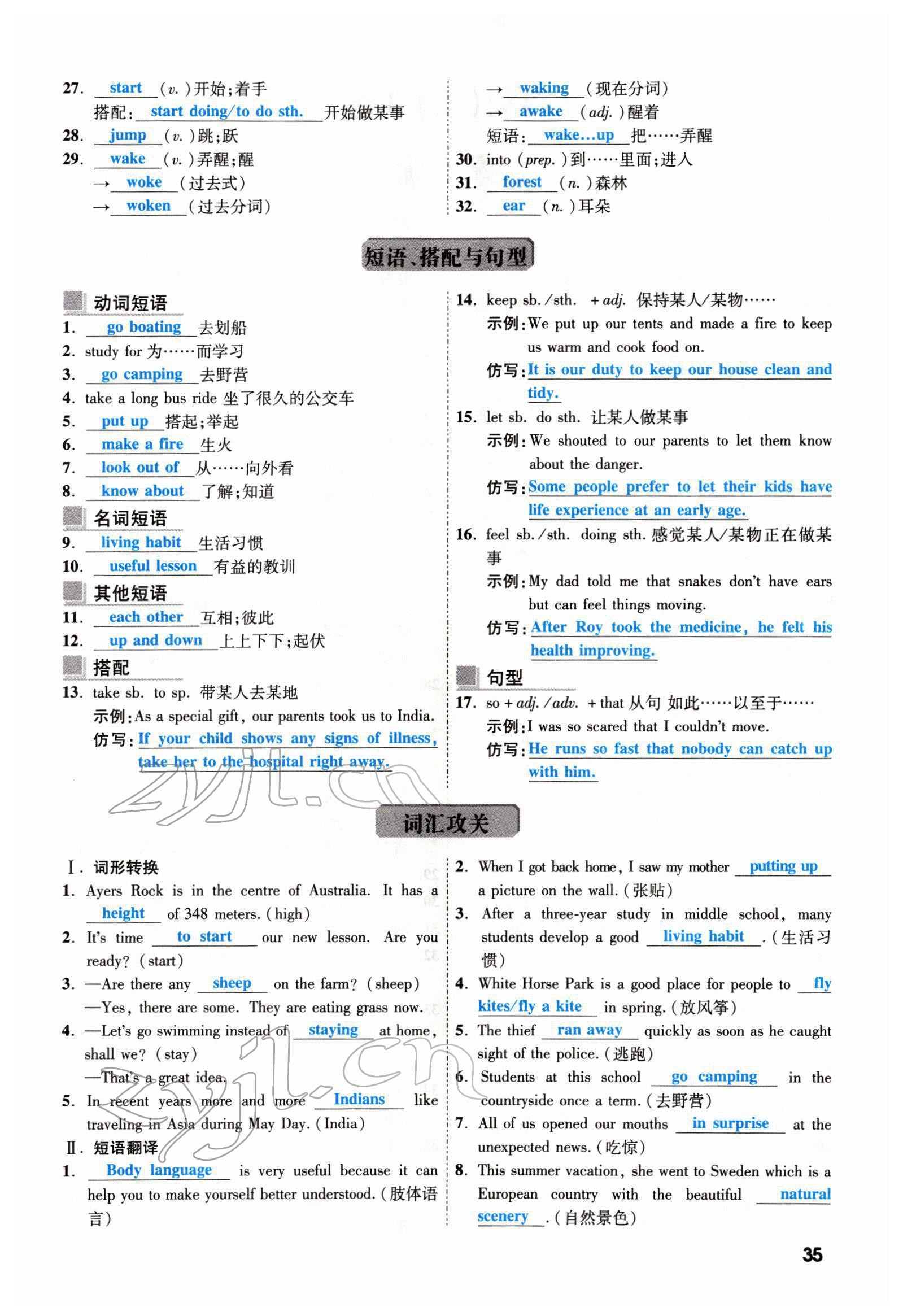 2022年一战成名考前新方案英语云南专版 参考答案第71页