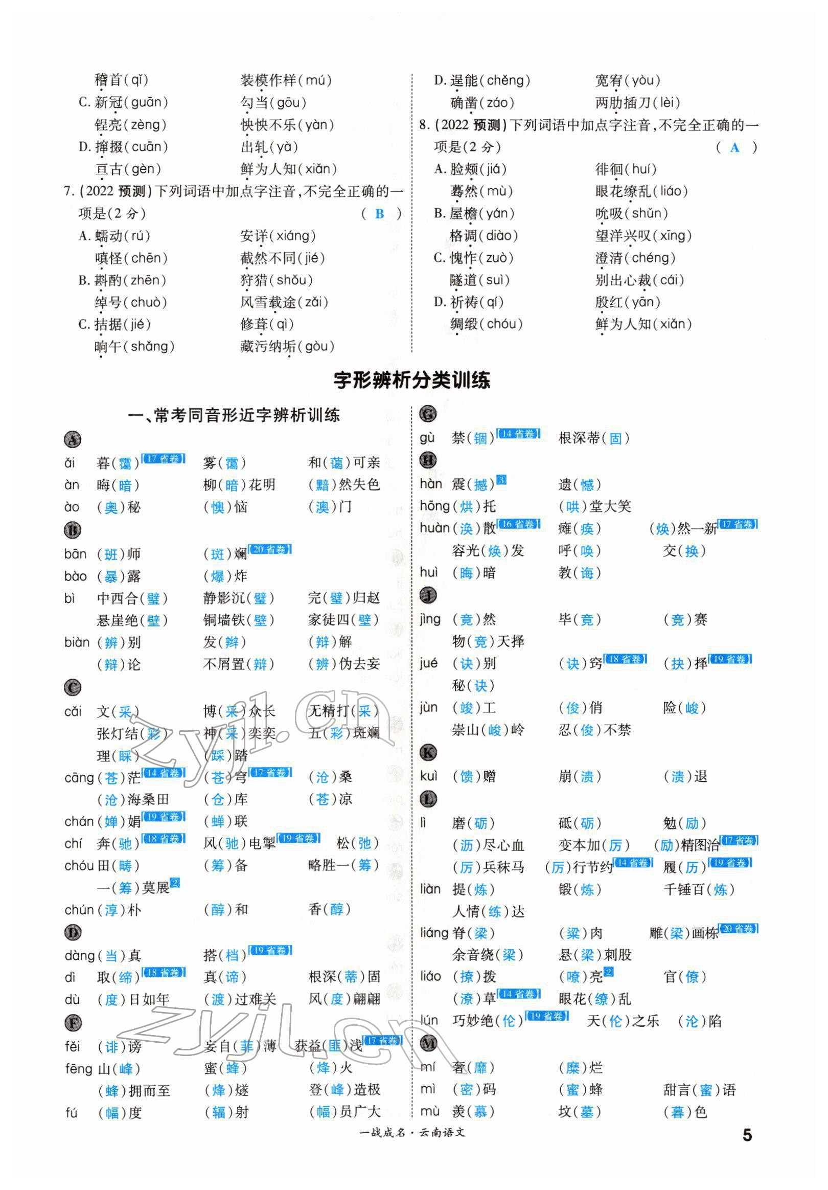 2022年一战成名考前新方案语文云南专版 第5页