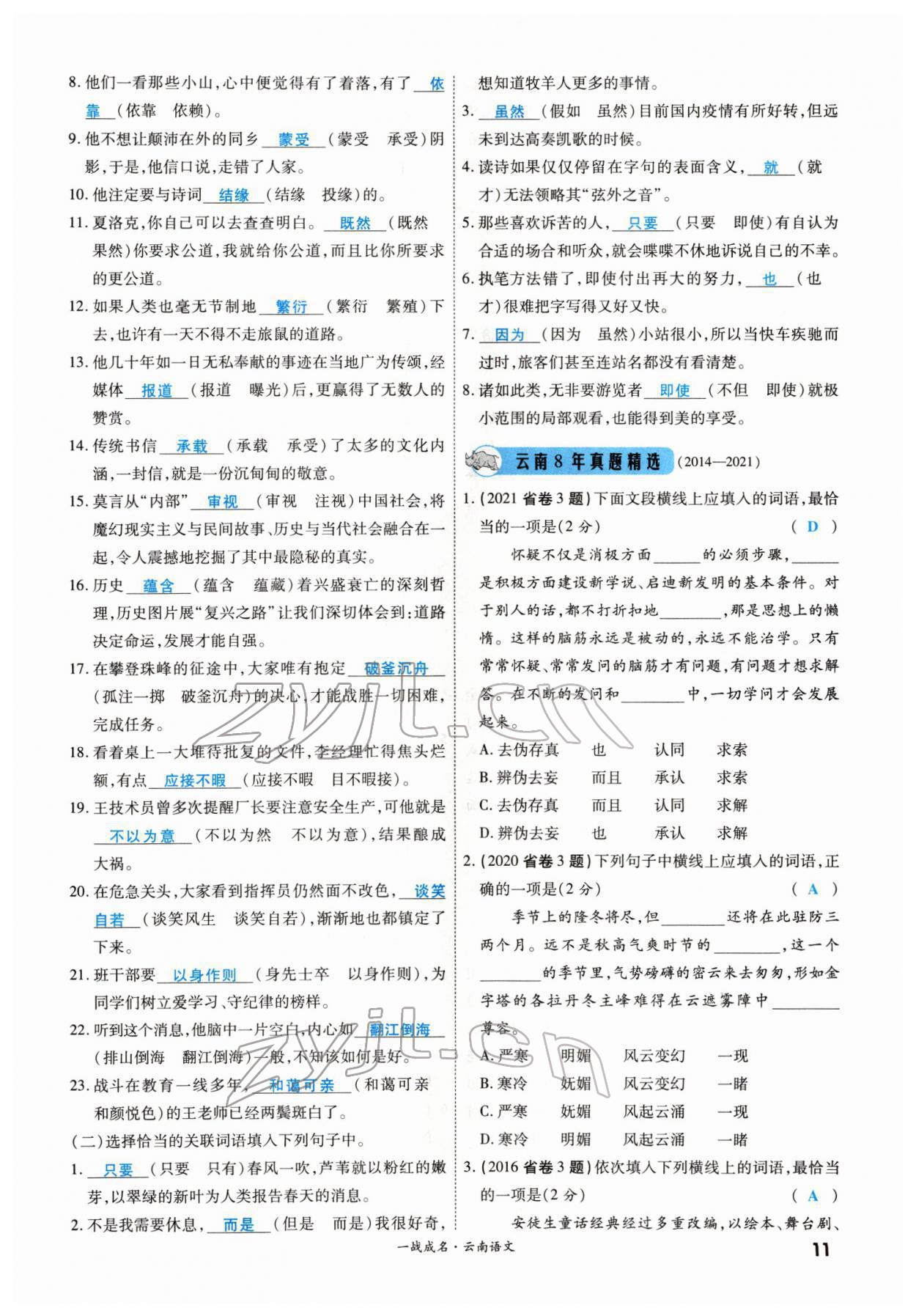 2022年一战成名考前新方案语文云南专版 第11页