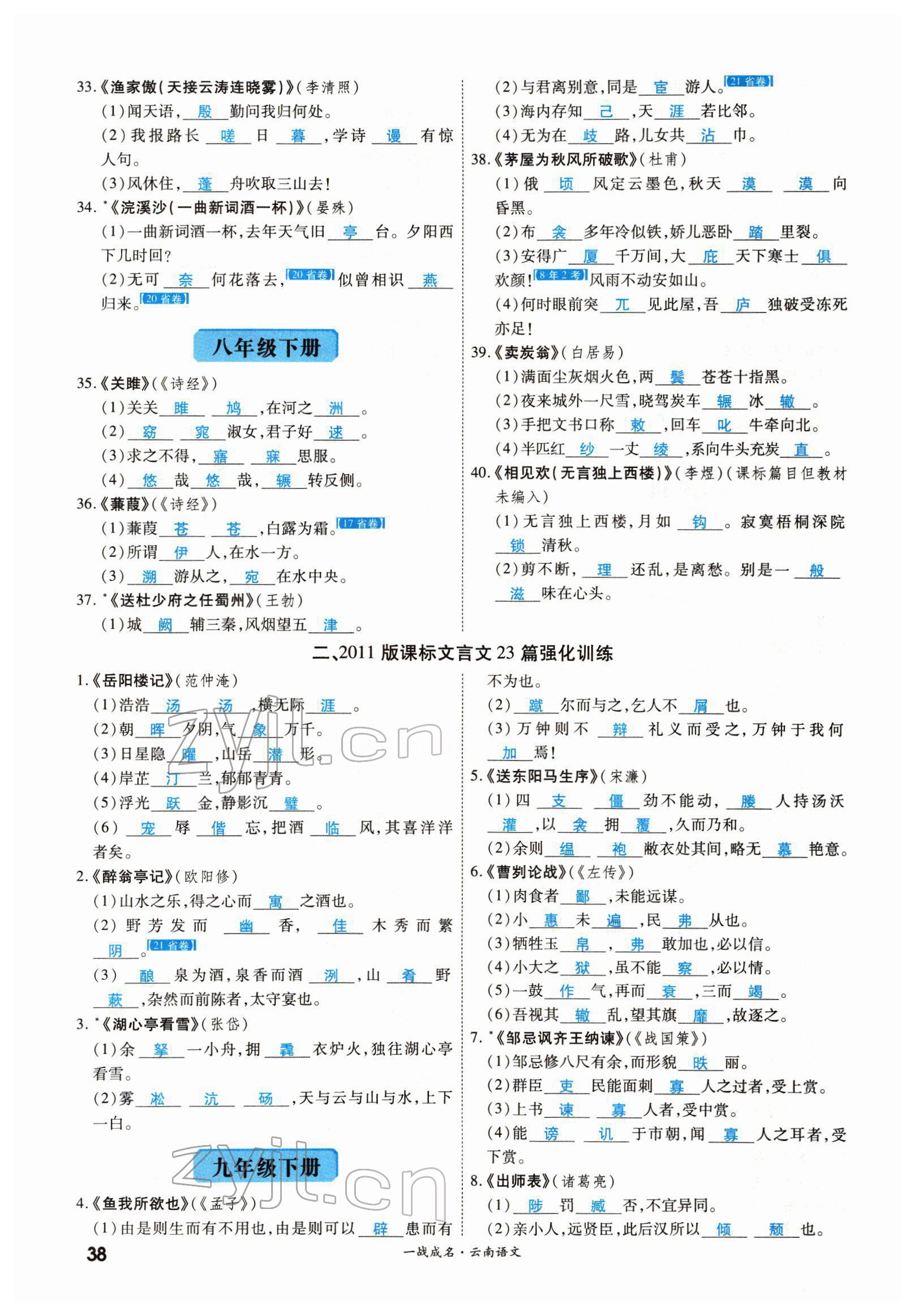 2022年一战成名考前新方案语文云南专版 第38页