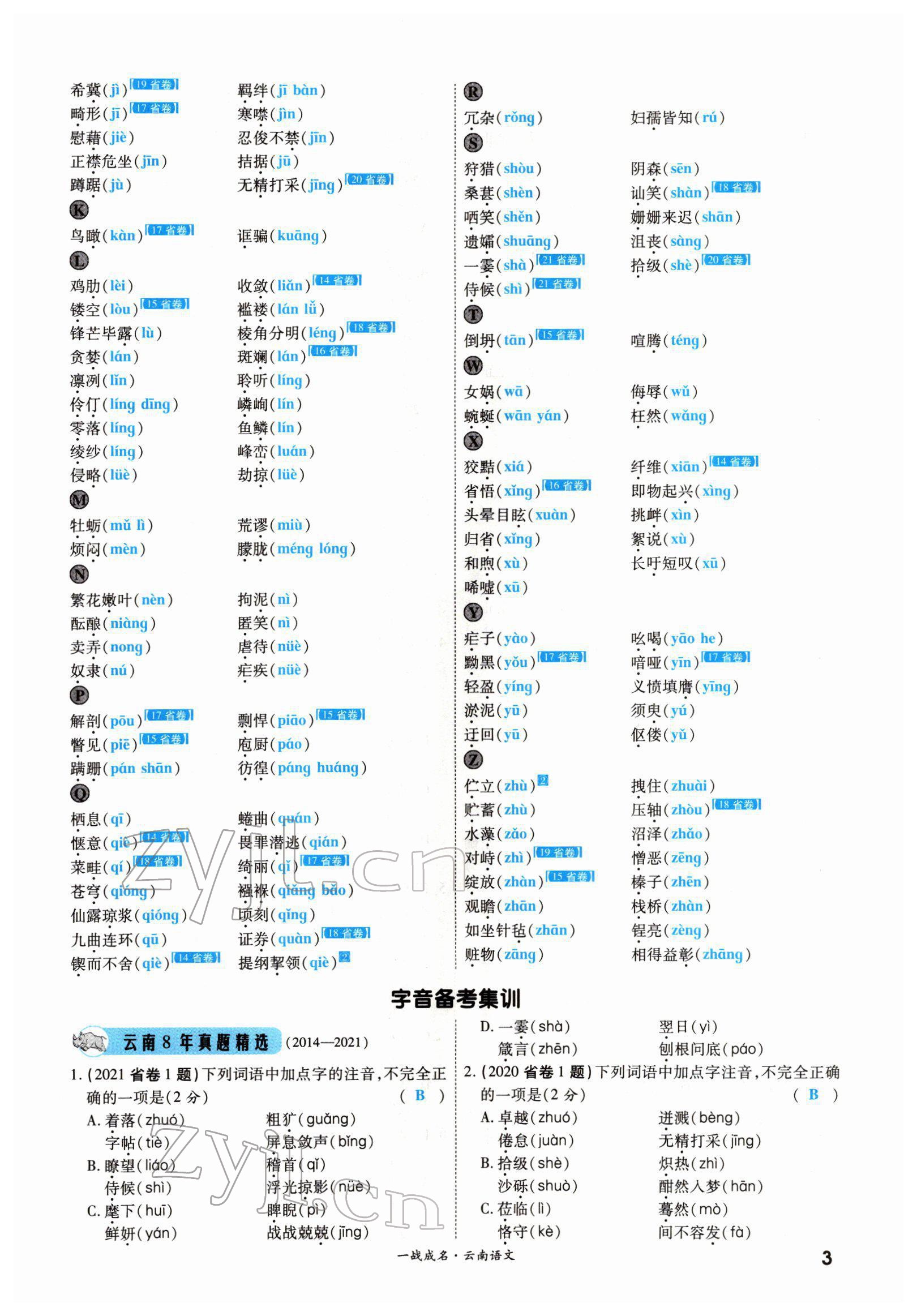 2022年一战成名考前新方案语文云南专版 第3页