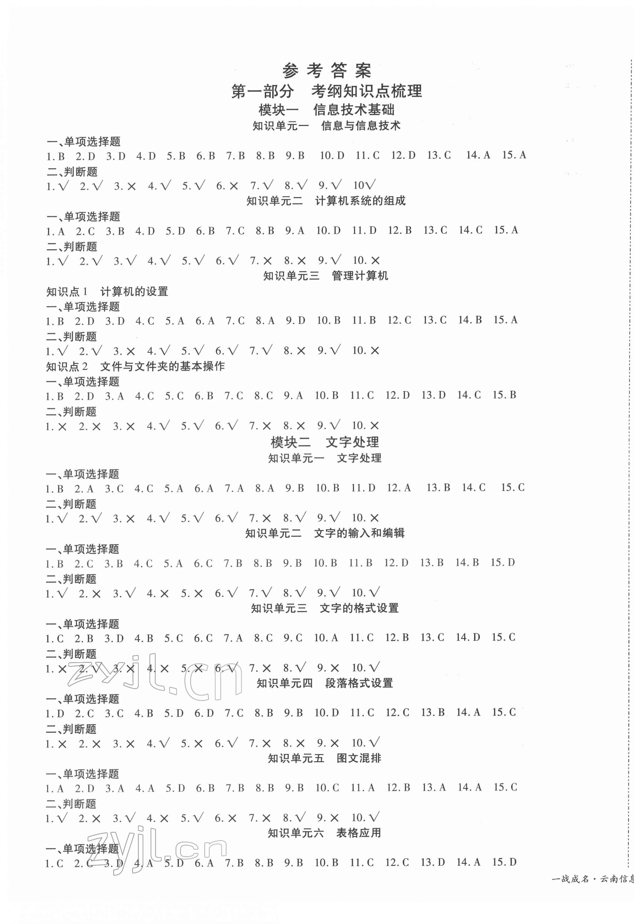 2022年一戰(zhàn)成名考前新方案信息技術(shù)云南專版 第1頁(yè)
