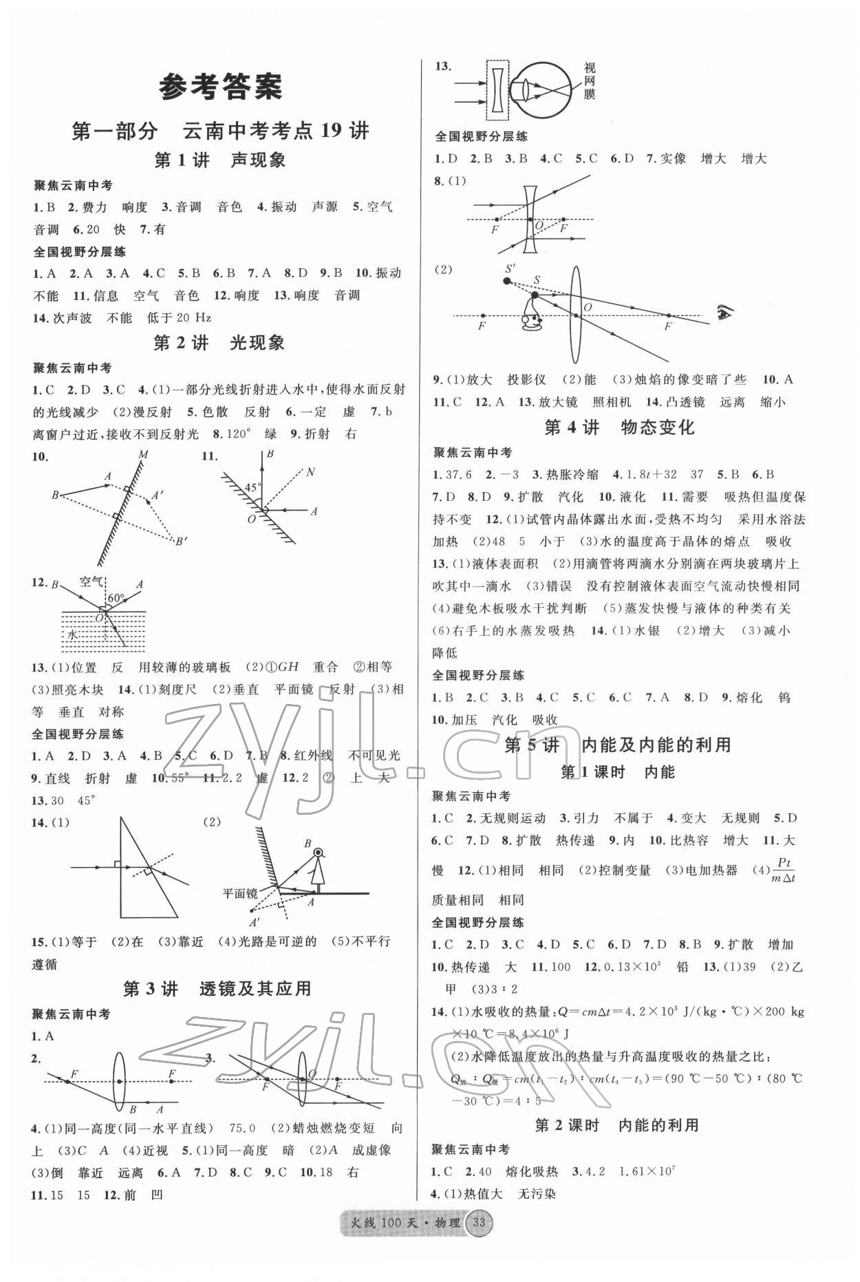 2022年火线100天中考滚动复习法物理云南专版 第1页