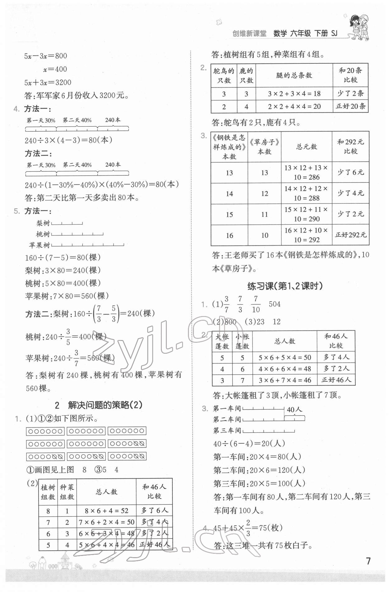 2022年創(chuàng)維新課堂六年級數(shù)學(xué)下冊蘇教版 第7頁