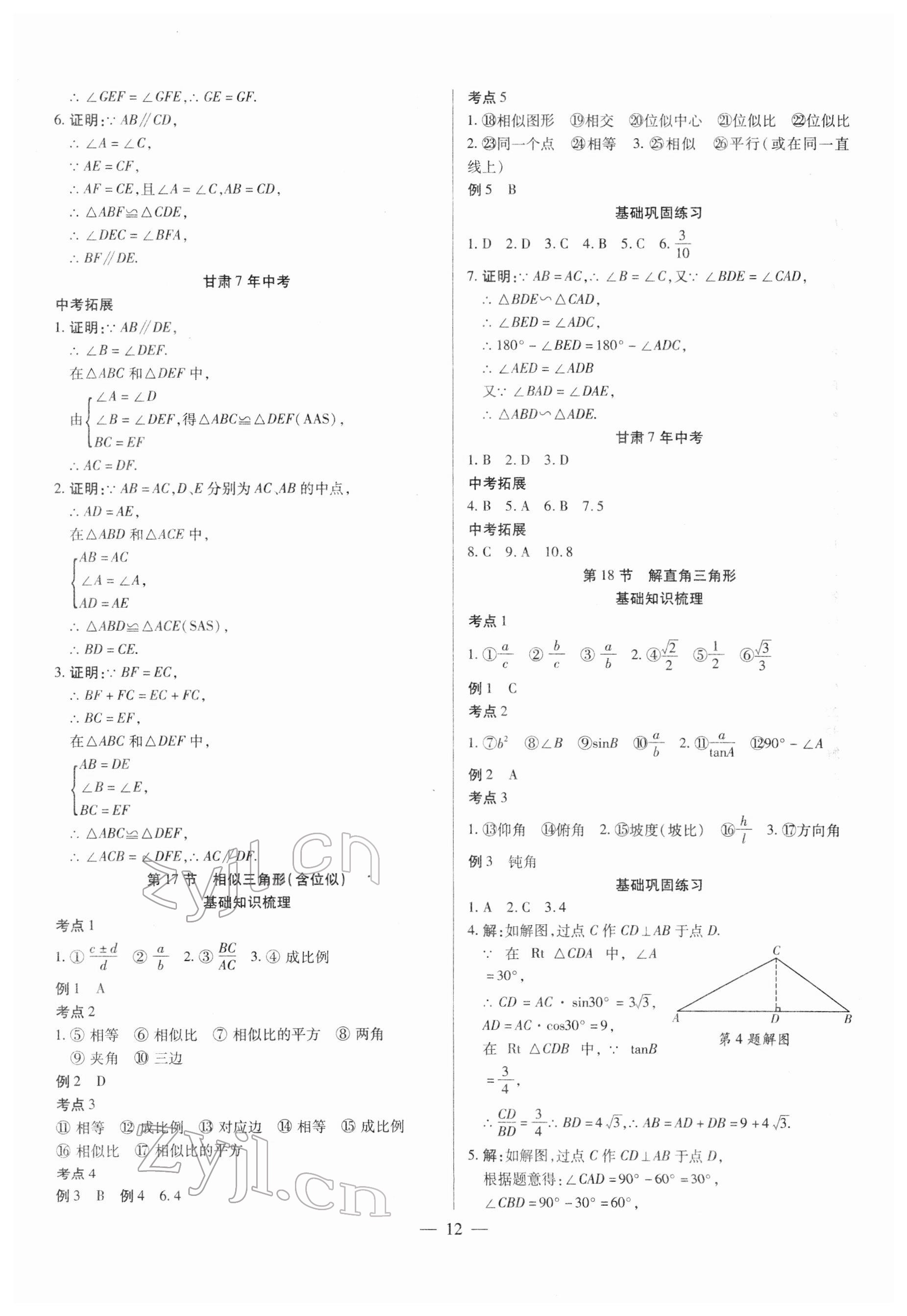 2022年智囊團中考新方案數(shù)學(xué)甘肅專版 第12頁