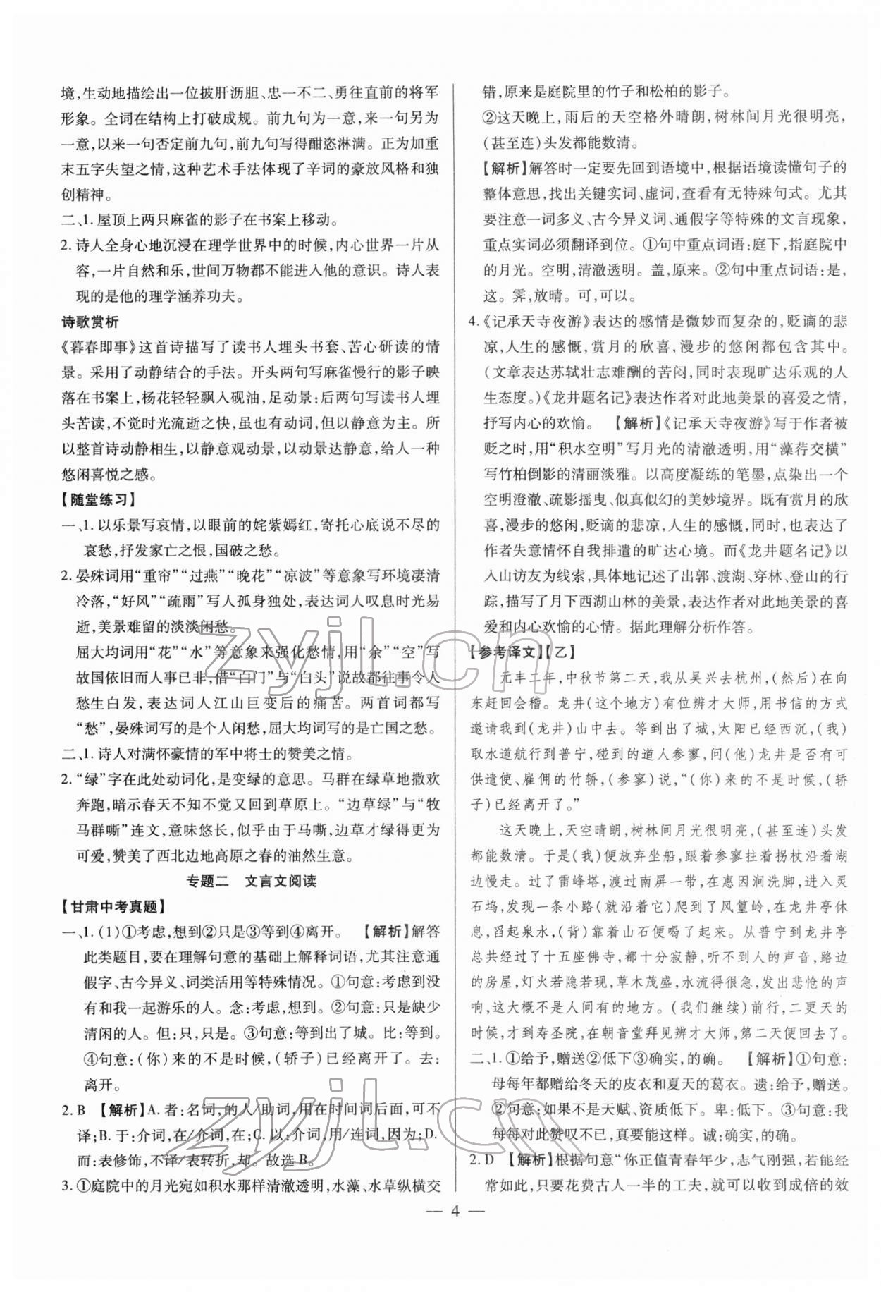 2022年智囊團(tuán)中考新方案語(yǔ)文甘肅專(zhuān)版 第4頁(yè)