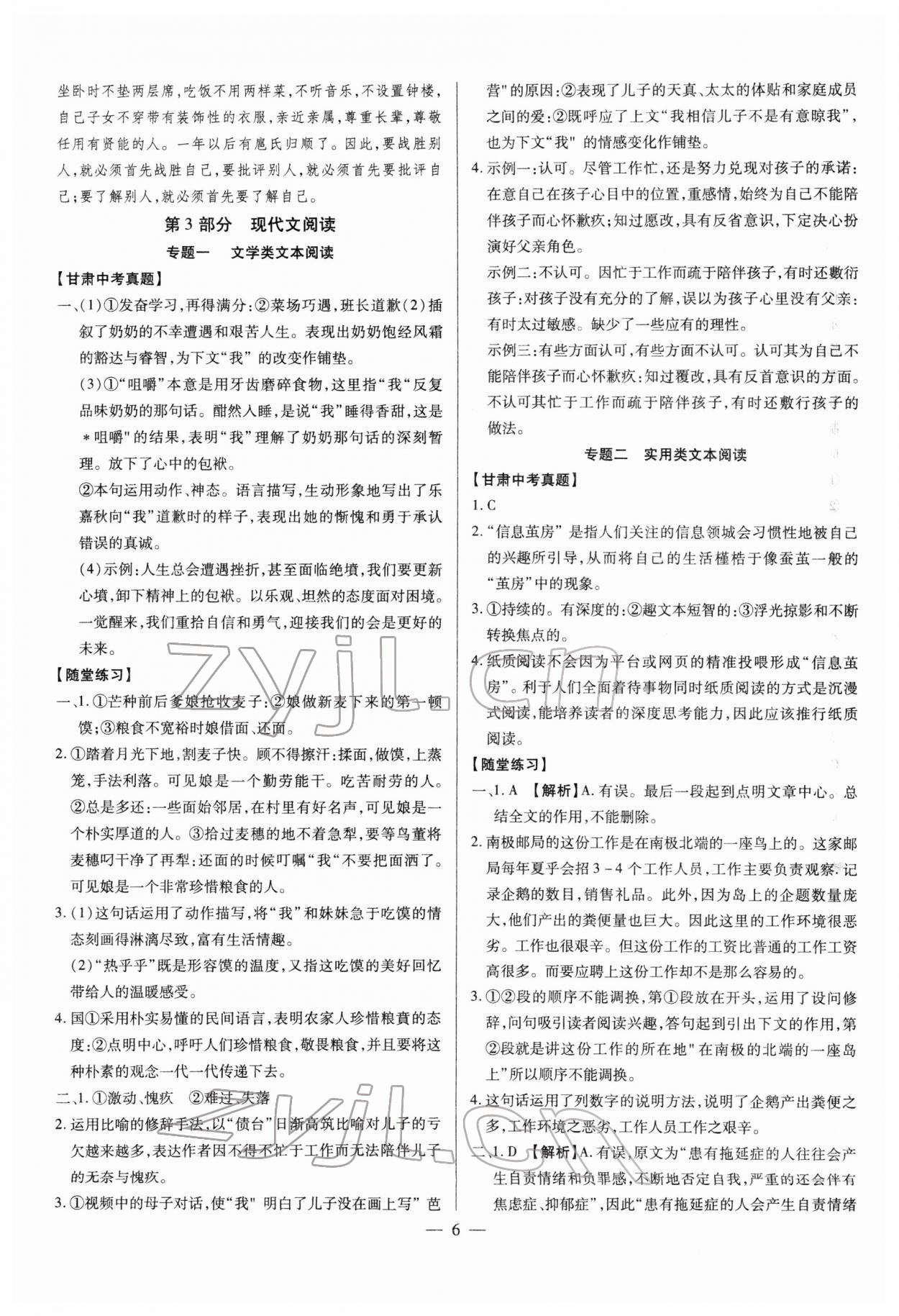 2022年智囊團(tuán)中考新方案語文甘肅專版 第6頁