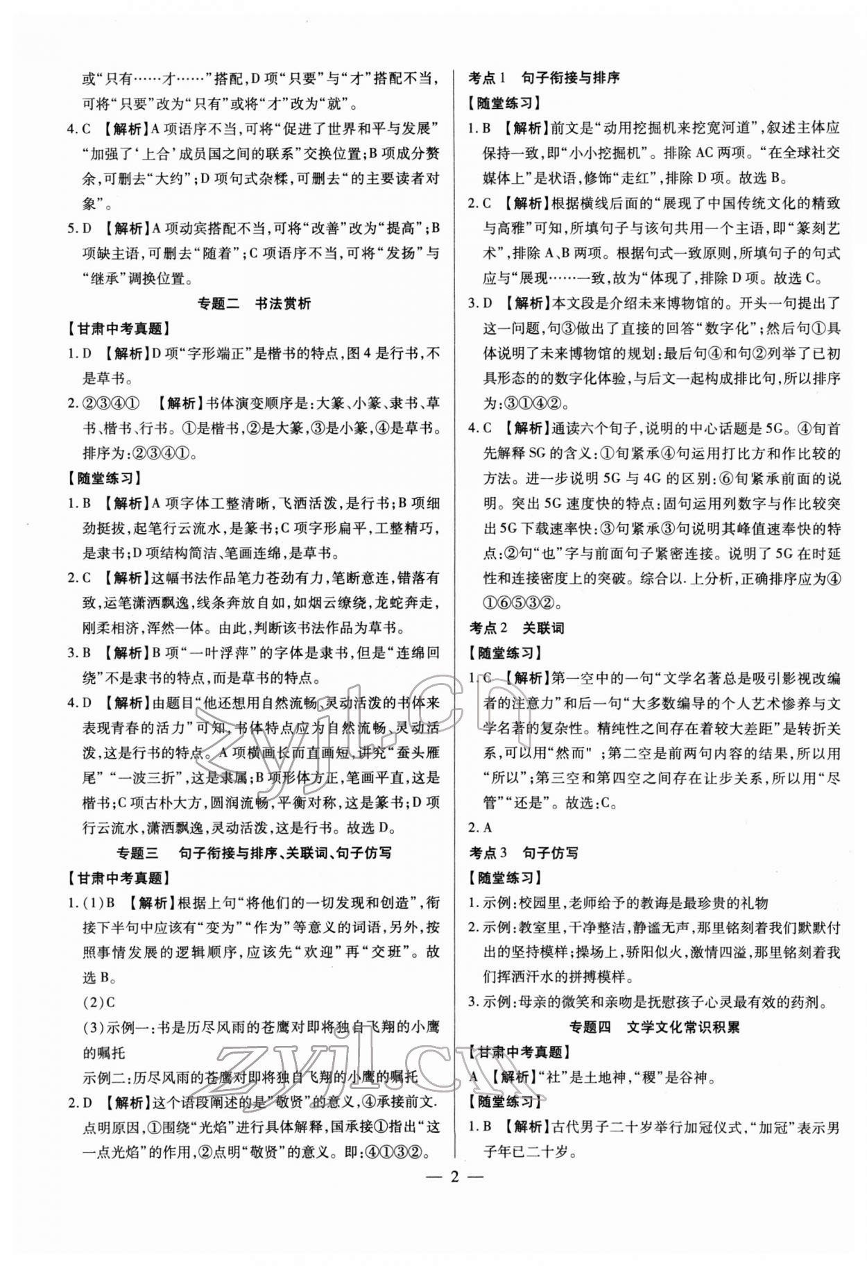 2022年智囊团中考新方案语文甘肃专版 第2页