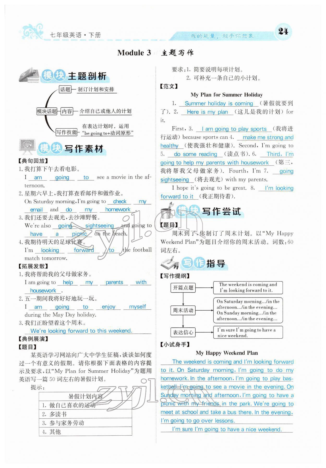 2022年課堂點睛七年級英語下冊外研版 參考答案第24頁