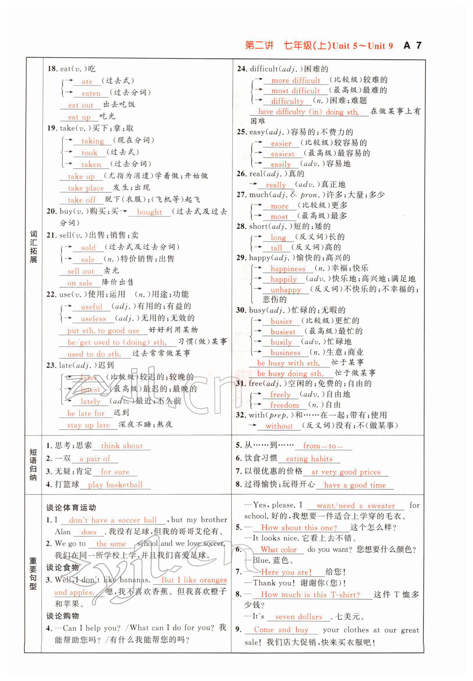 2022年中考先鋒英語甘肅專版吉林出版集團 參考答案第19頁