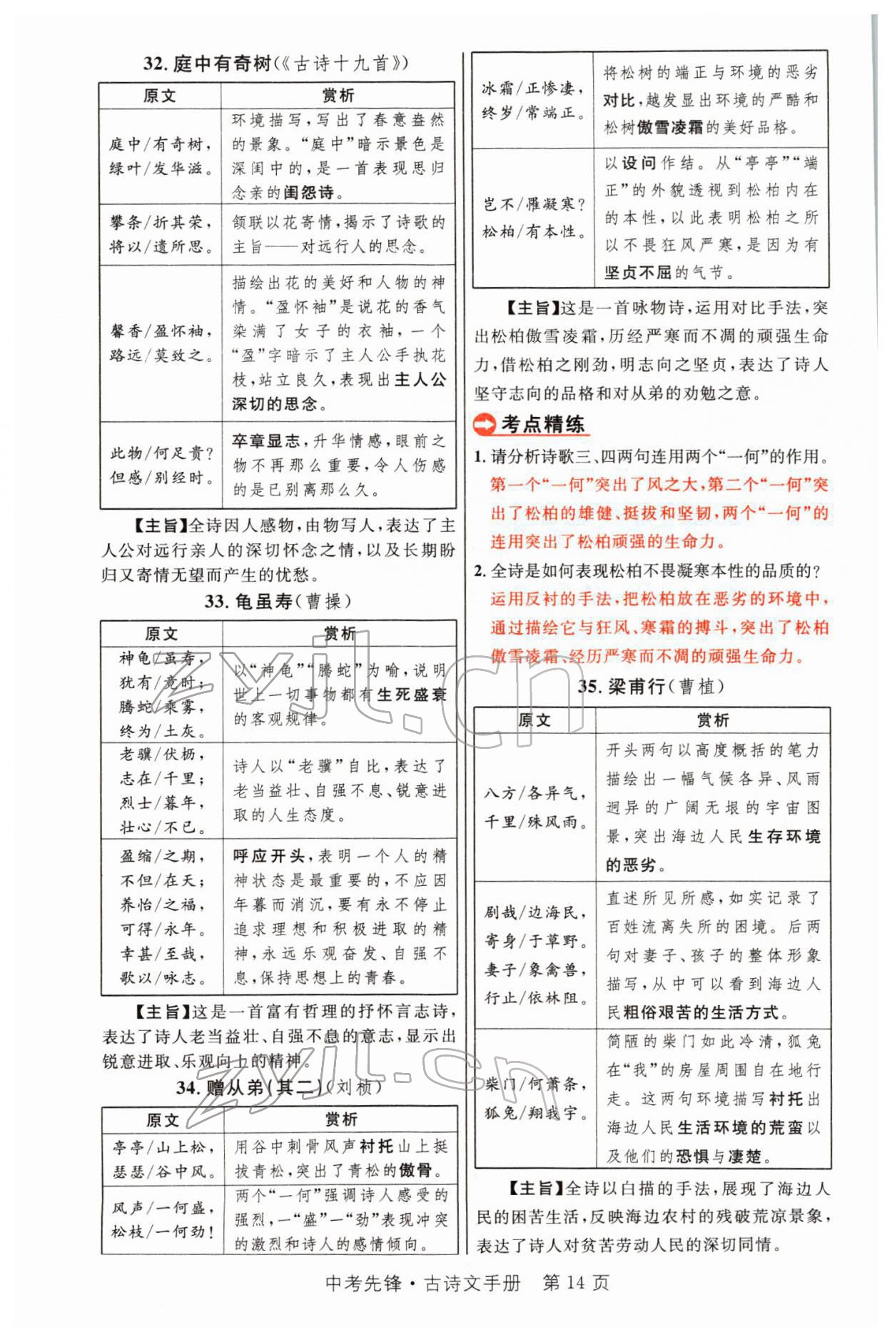 2022年中考先鋒語文人教版甘肅專版吉林出版集團 參考答案第32頁
