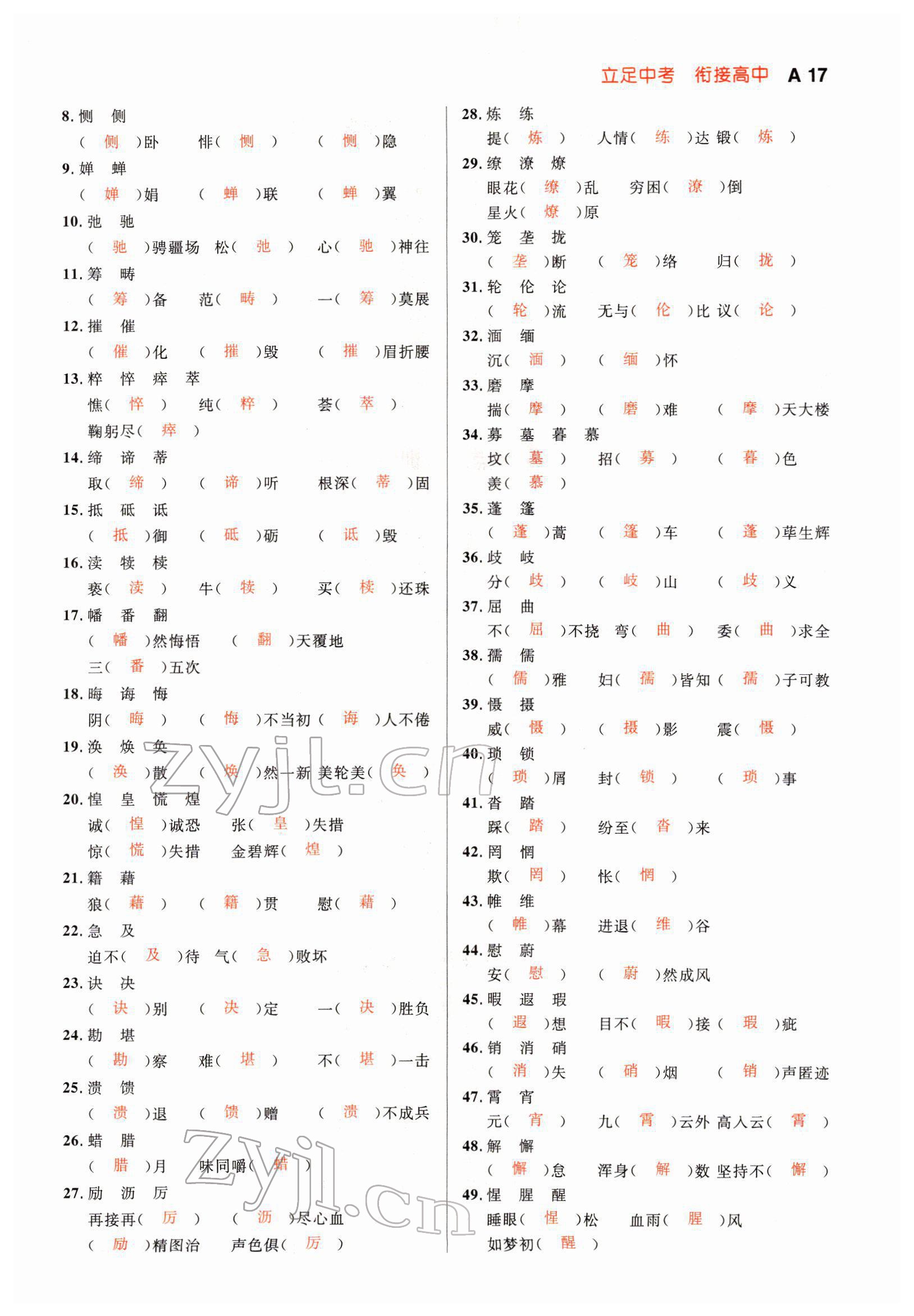 2022年中考先鋒語文人教版甘肅專版吉林出版集團 參考答案第55頁