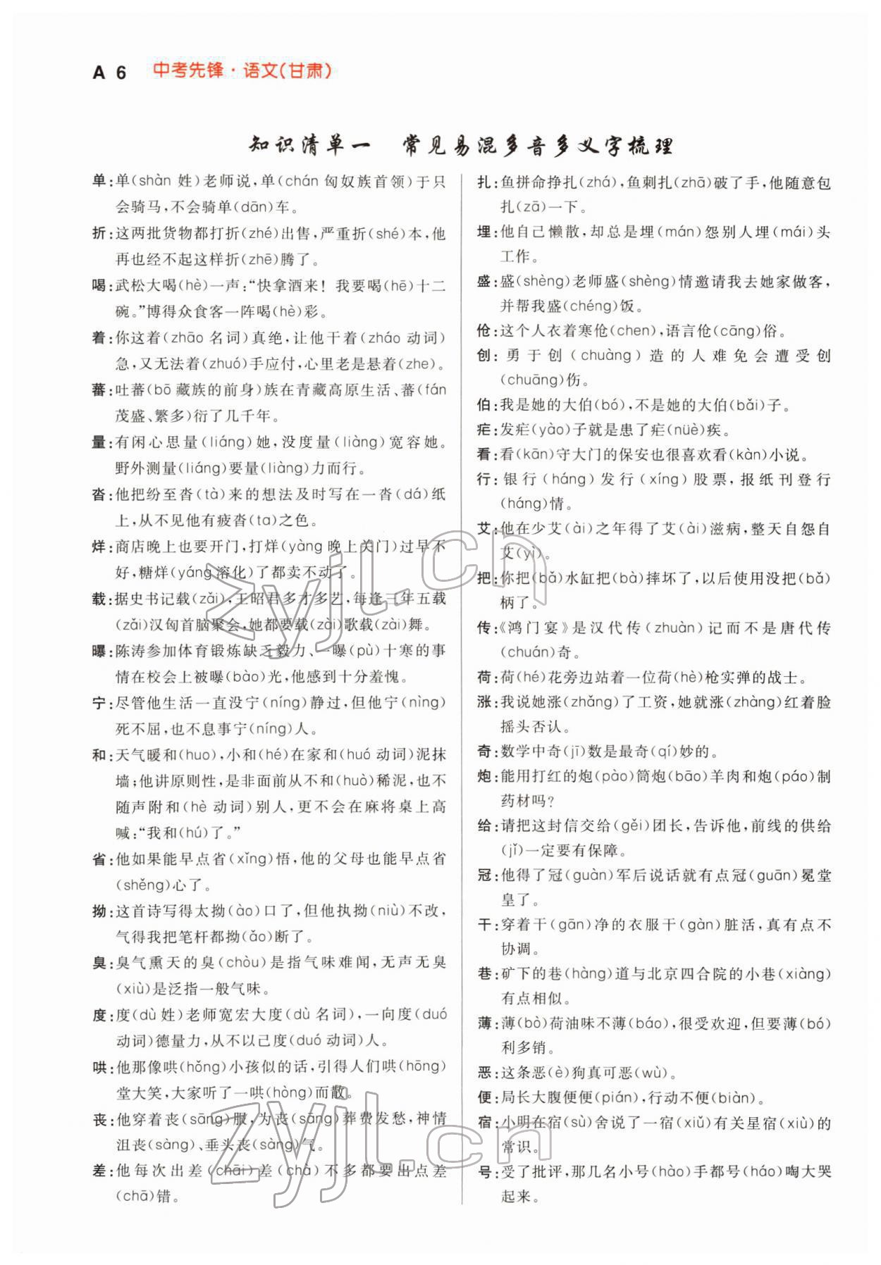 2022年中考先鋒語文人教版甘肅專版吉林出版集團 參考答案第11頁