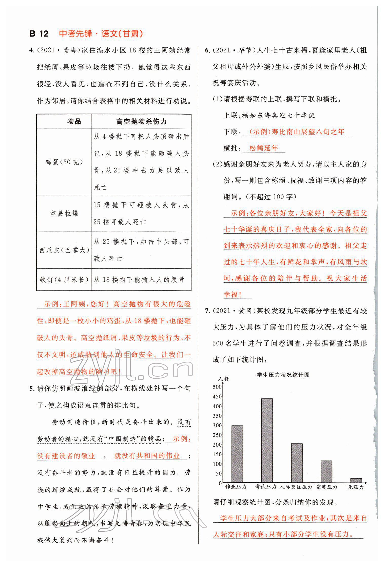2022年中考先鋒語文人教版甘肅專版吉林出版集團 參考答案第45頁