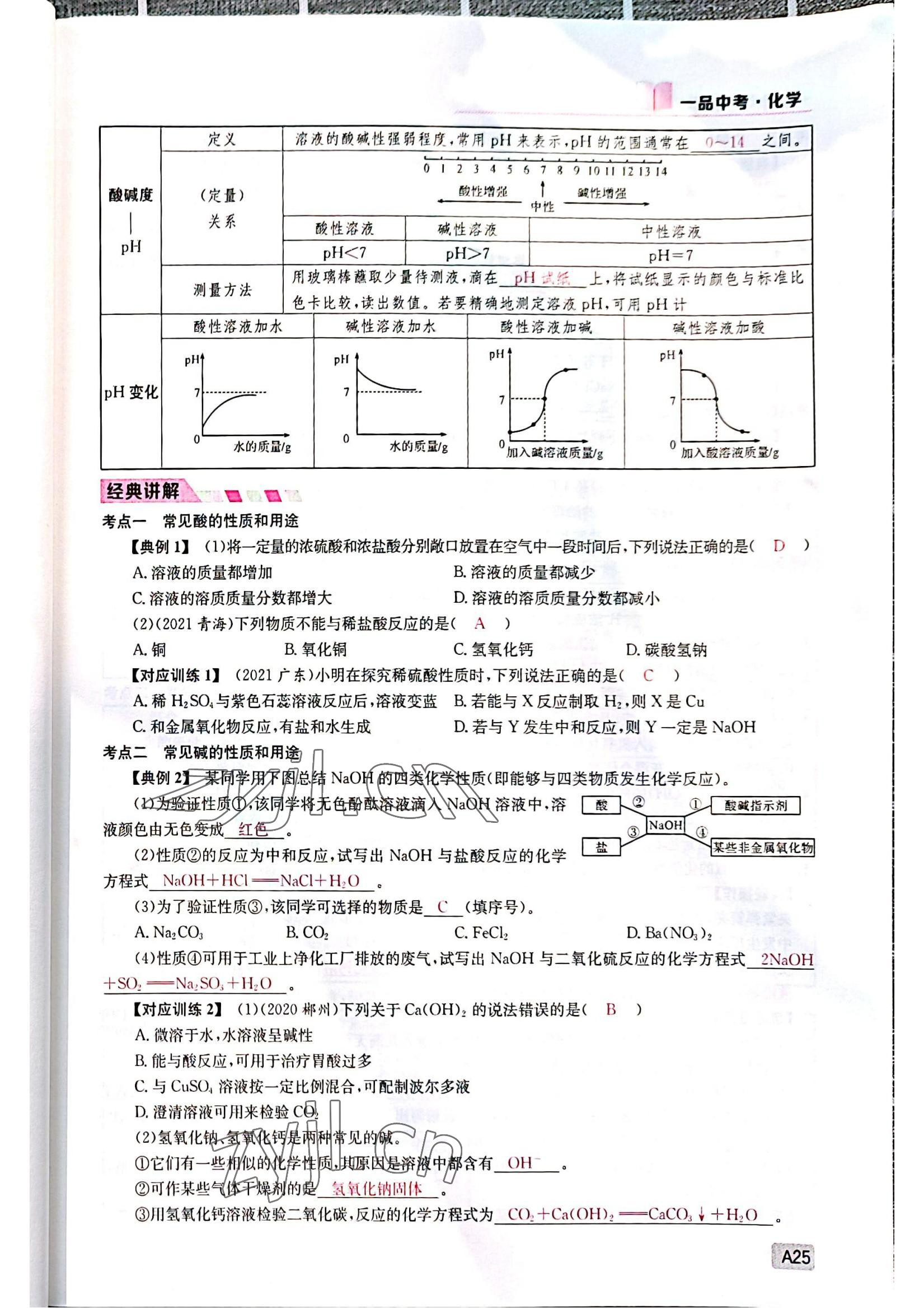 2022年一品中考化學(xué)中考人教版 參考答案第25頁