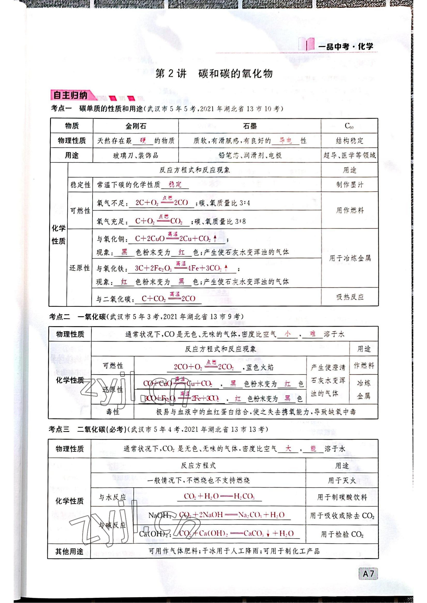 2022年一品中考化學(xué)中考人教版 參考答案第7頁