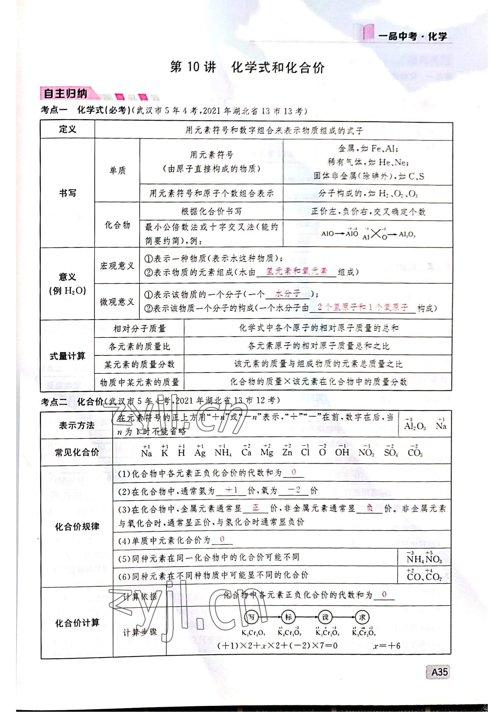 2022年一品中考化學(xué)中考人教版 參考答案第35頁