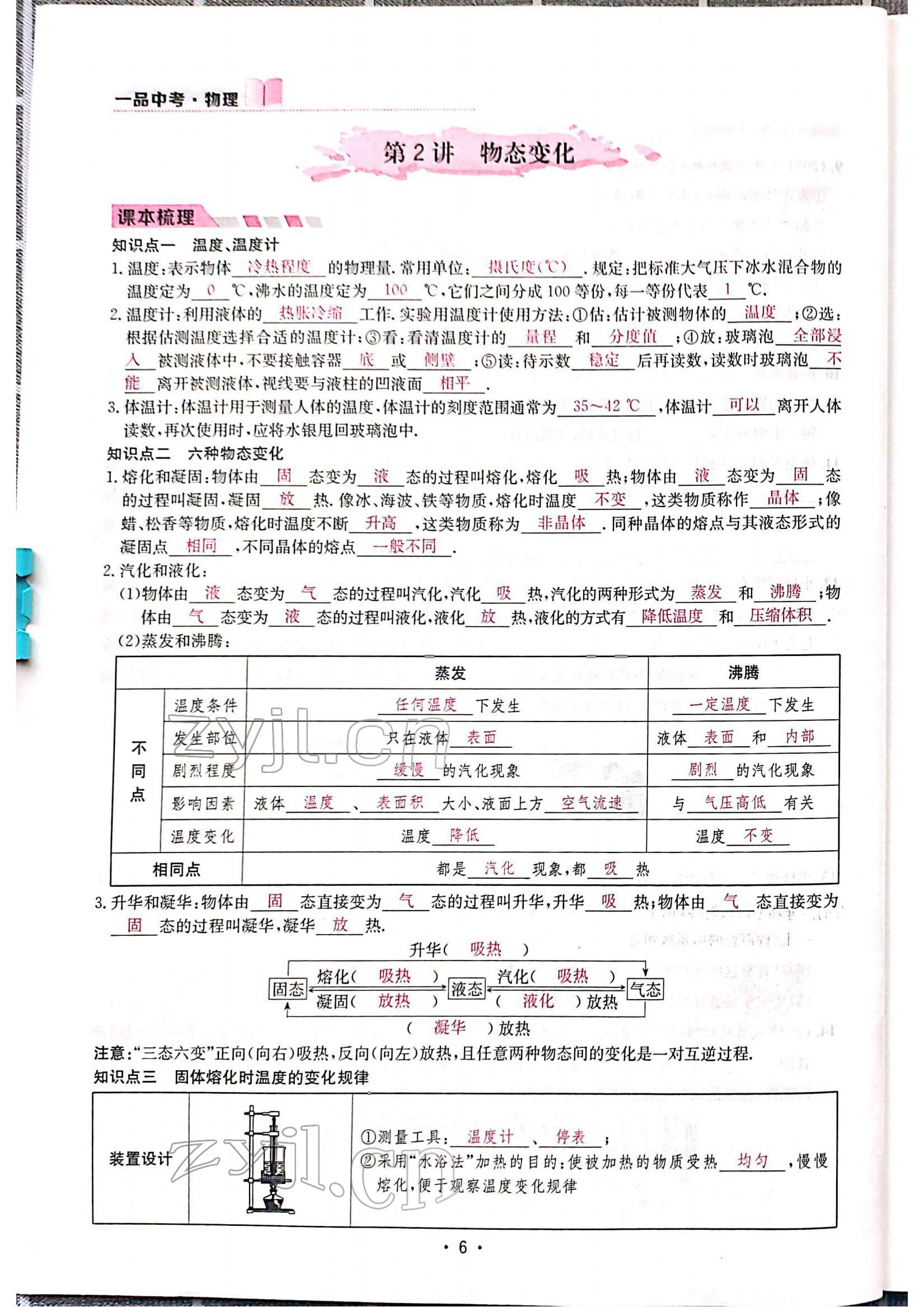 2022年一品中考物理中考 参考答案第8页