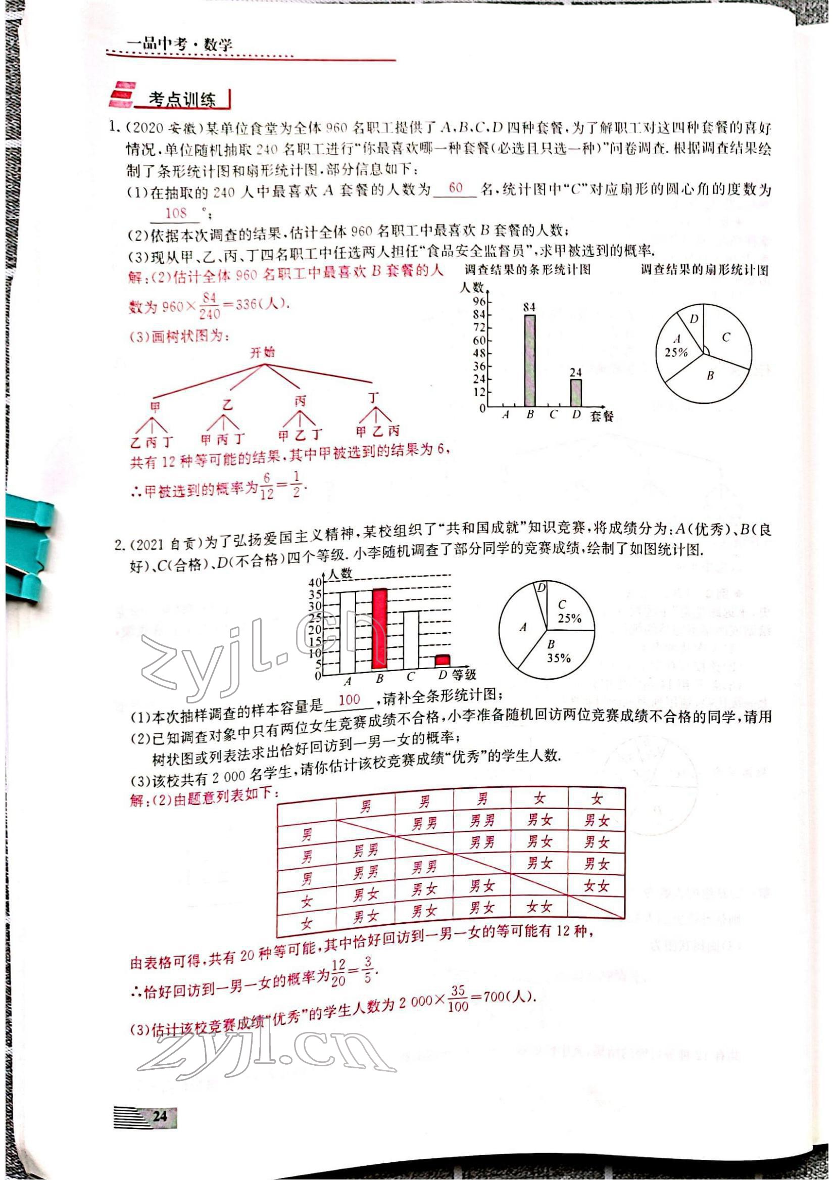 2022年新動力一品中考數(shù)學(xué)螺旋復(fù)習(xí)法 參考答案第24頁