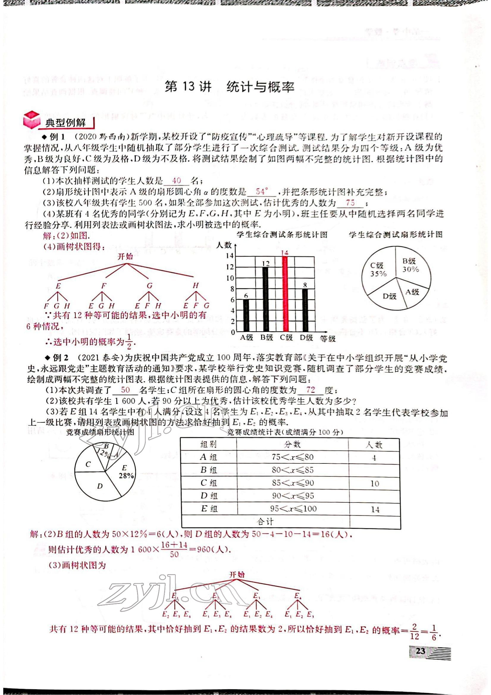 2022年新動力一品中考數(shù)學螺旋復習法 參考答案第23頁