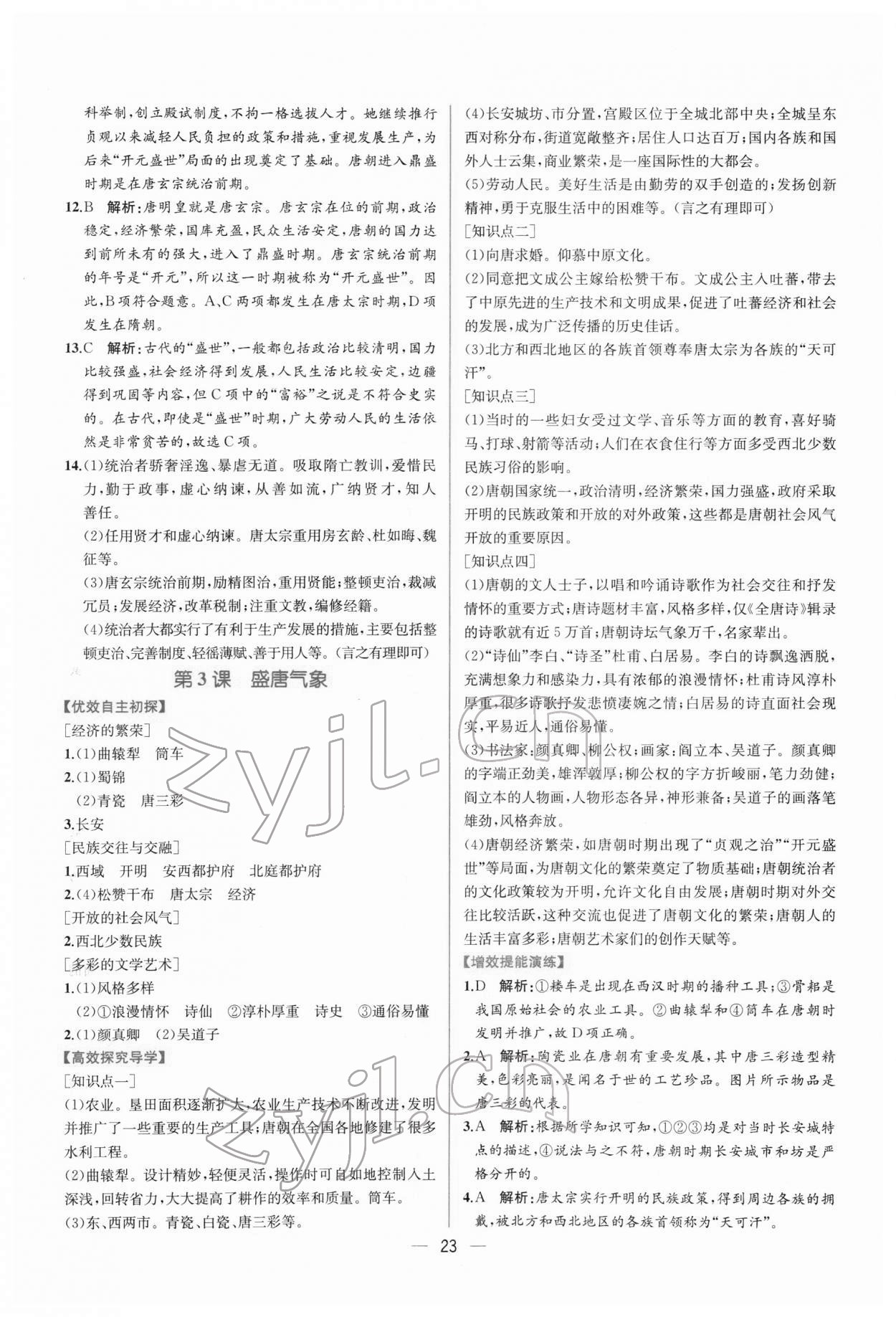 2022年同步学历学案课时练七年级历史下册人教版 第3页