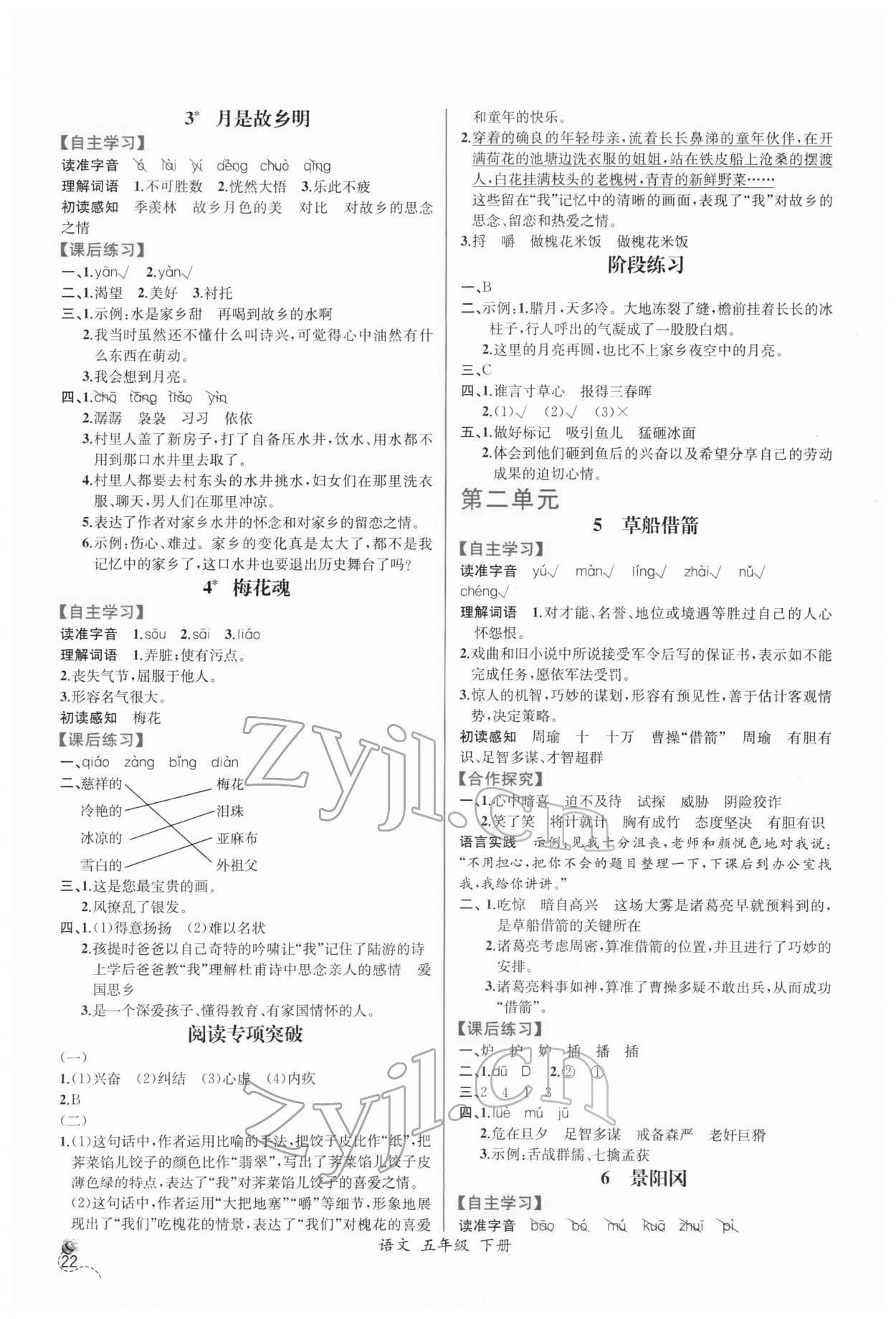 2022年同步導(dǎo)學(xué)案課時練五年級語文下冊人教版 第2頁