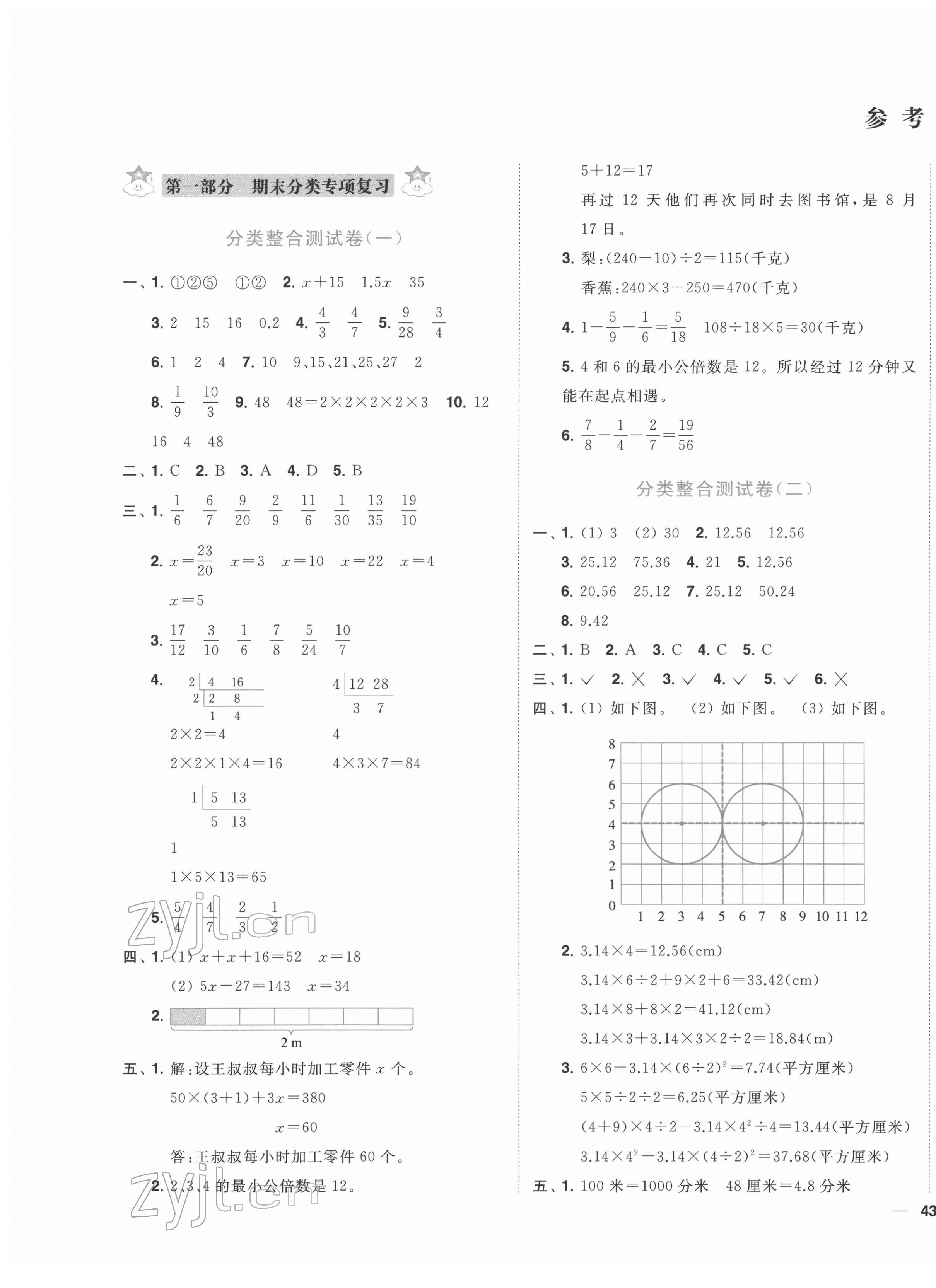 2022年小天才期末復習與13市試卷優選五年級數學下冊蘇教版 第1頁